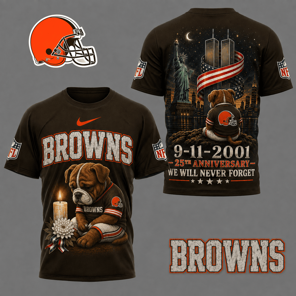 Cleveland Browns| Premium NFL 9/11 25th Anniversary Never Forget Memorial 3D Shirt NY