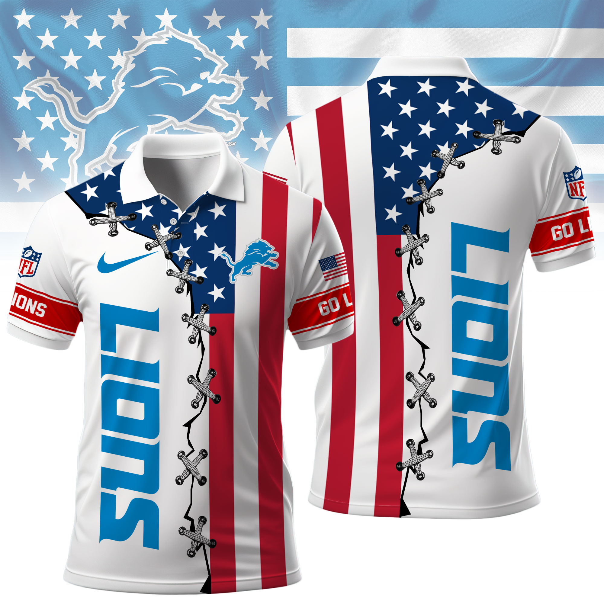 Detroit Lions | Premium NFL Freedom American Polo NY