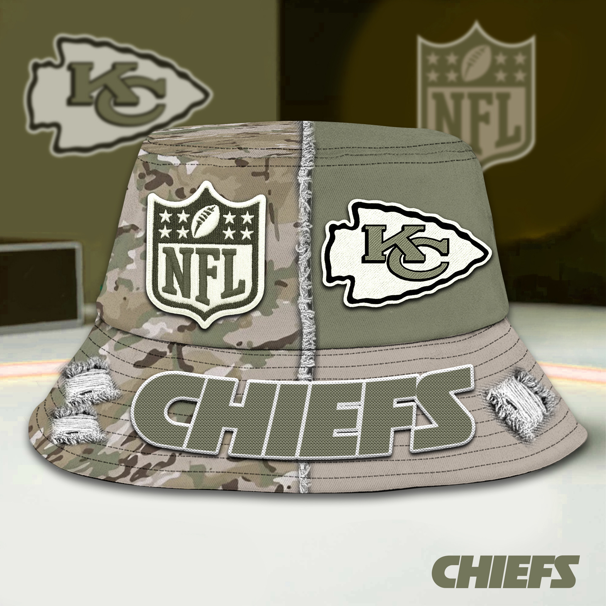 Kansas City Chiefs | Premium NFL Army Bucket Hat TD