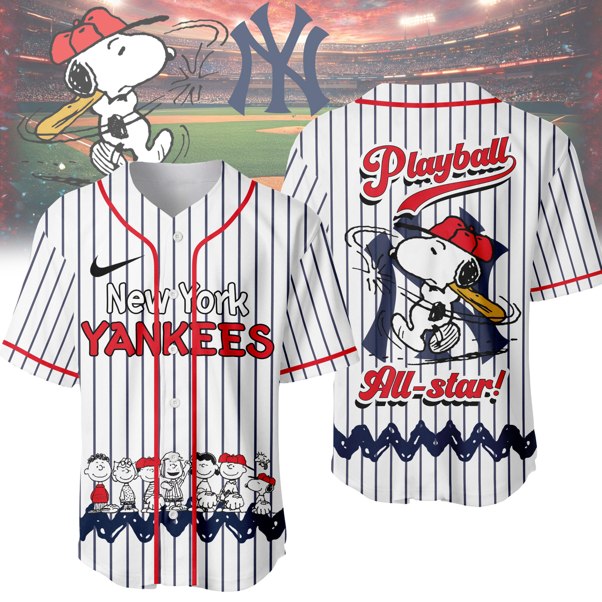 New York Yankees | Premium MLB Snoopy Playball Jersey HY