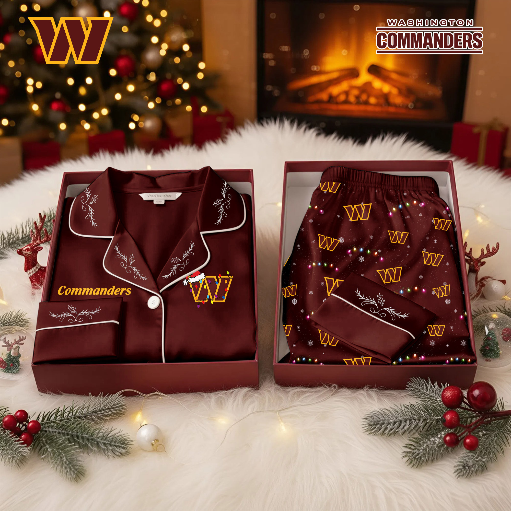 Washington Commanders | Premium NFL Christmas Cozy Pajamas TD