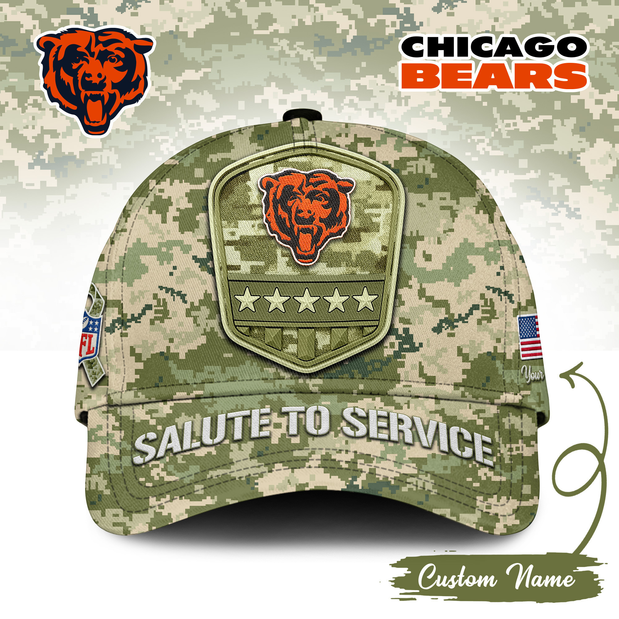 Chicago Bears | Premium NFL Salute To Service Classic Cap TD