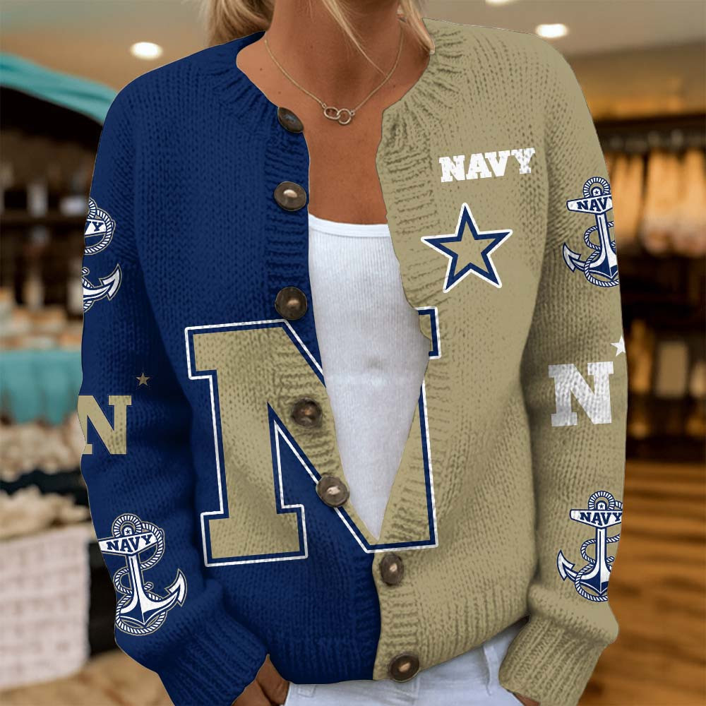 Navy Midshipmen | Premium NCAA Cozy Split Knit Cardigan x Game Day Edition PBXF3EL