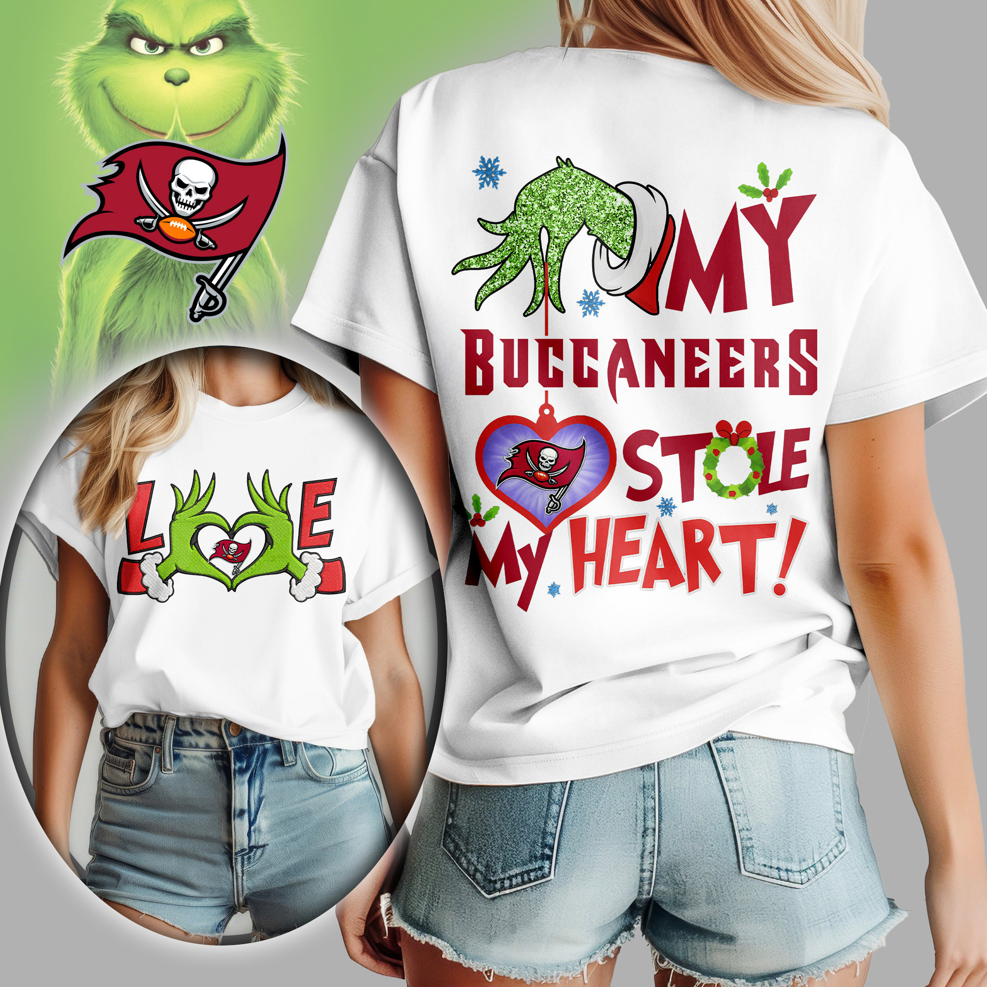 Tampa Bay Buccaneers | Premium NFL Grinch Women's Shirt TD