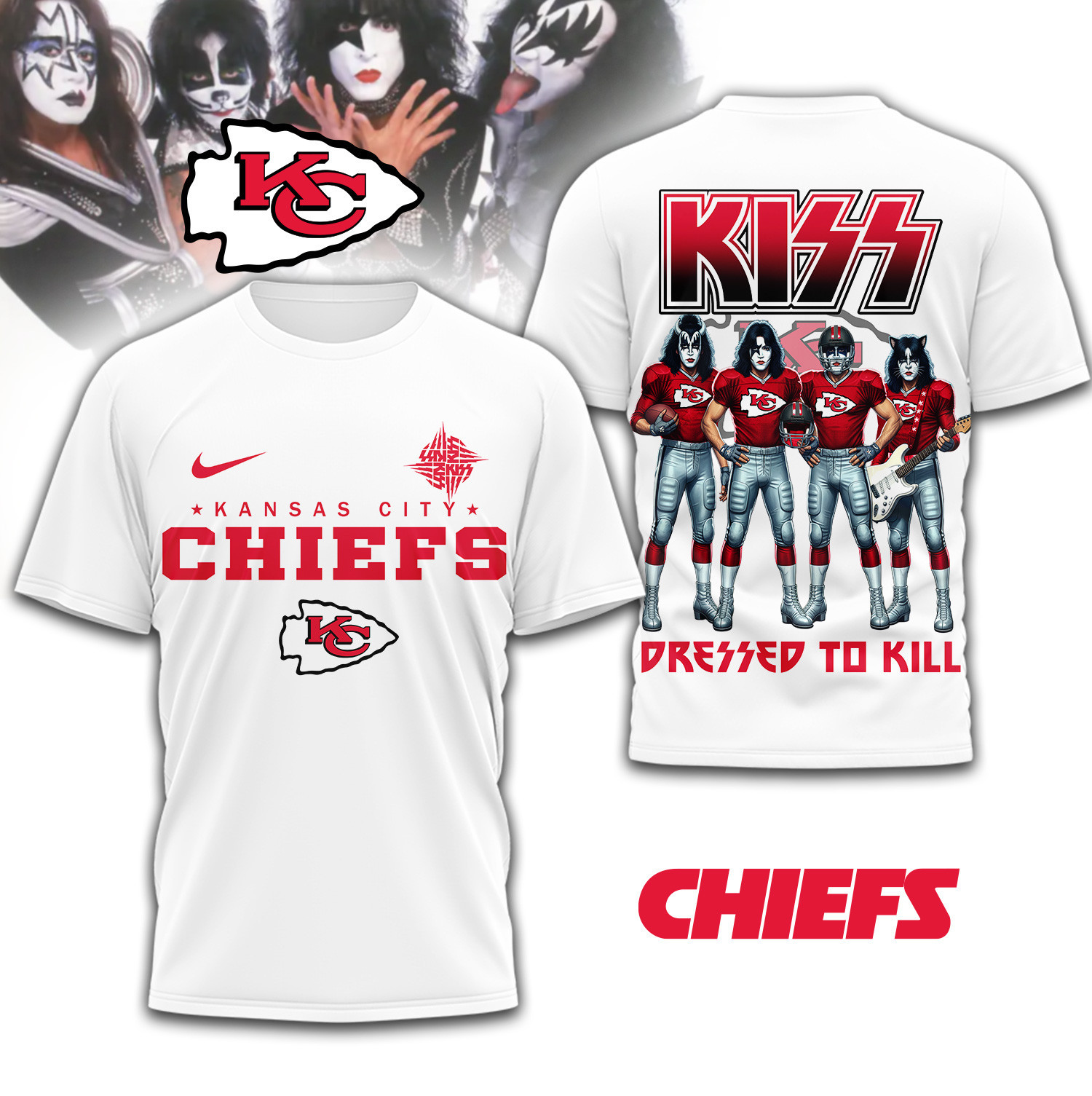 Kansas City Chiefs | Premium NFL Dressed to Kill Kiss Band 3D Shirt TD