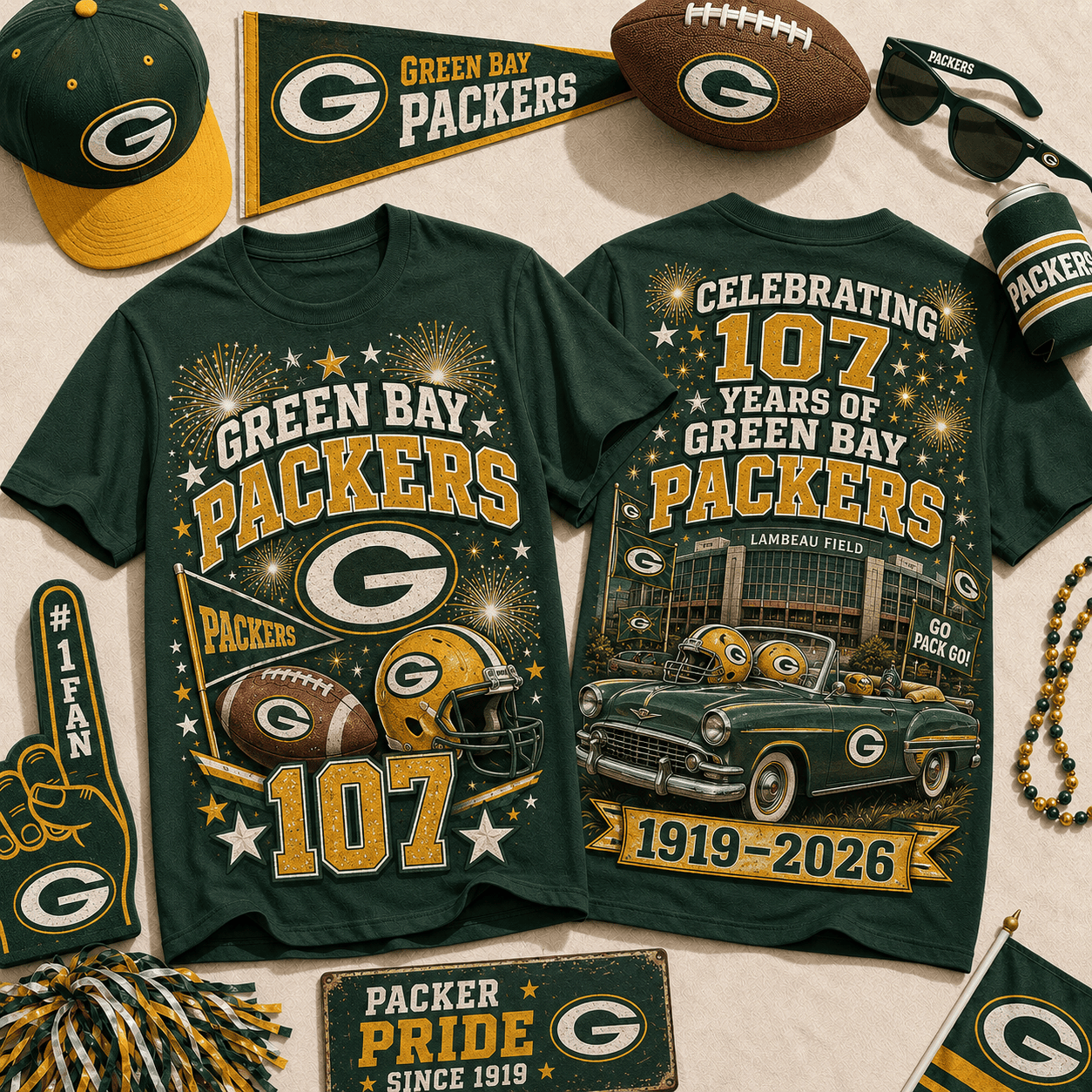 Green Bay Packers | Premium NFL Legacy Celebration 3D Shirt NY