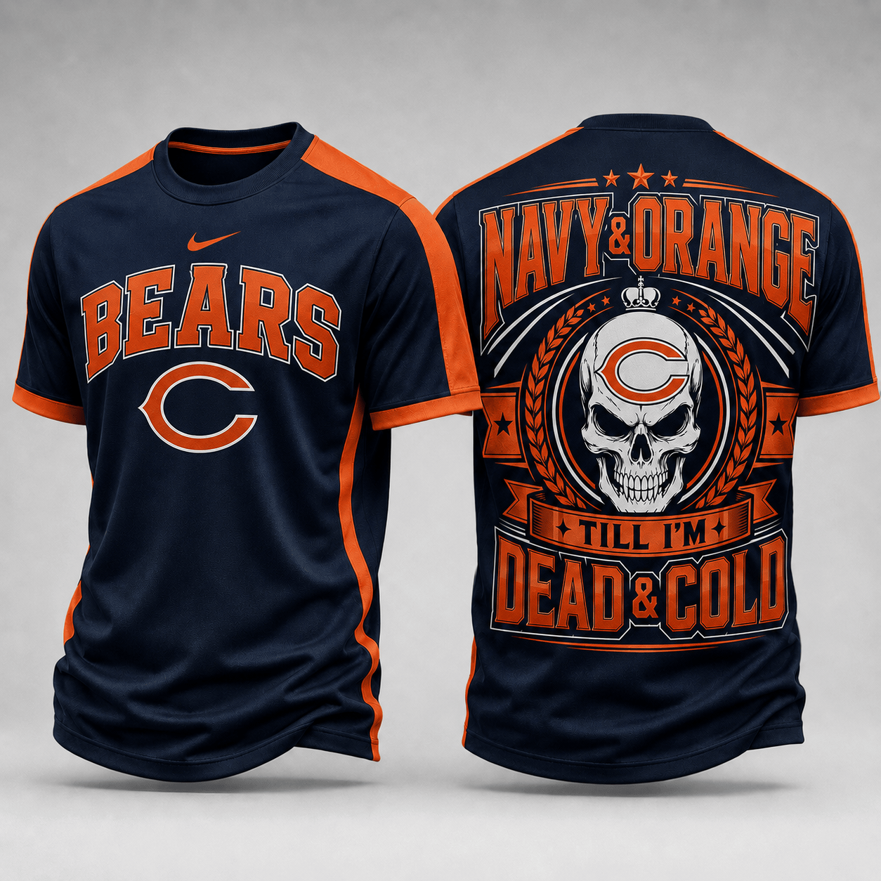 Chicago Bears | Premium NFL Till I’m Dead Forever Skull Fan Pride 3D Shirt TD