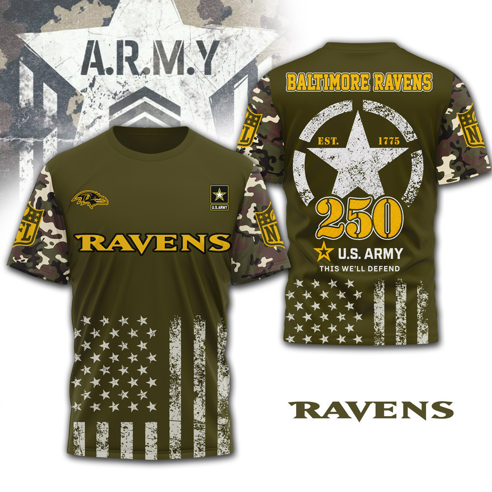 Baltimore Ravens | Premium NFL Military Pride 3D Shirt NTH1