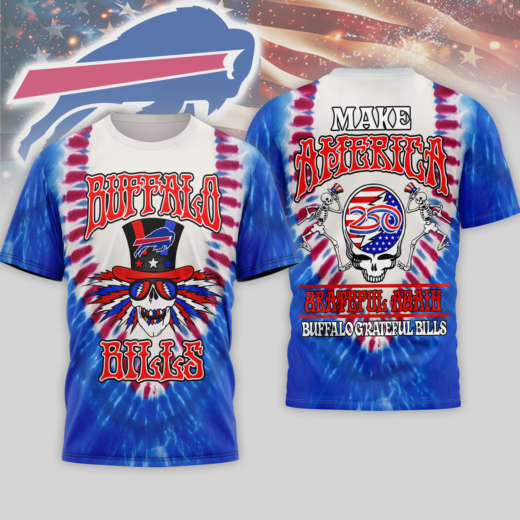 Buffalo Bills | Premium NFL Grateful Dead 250 Years Of America 3D Shirt HY