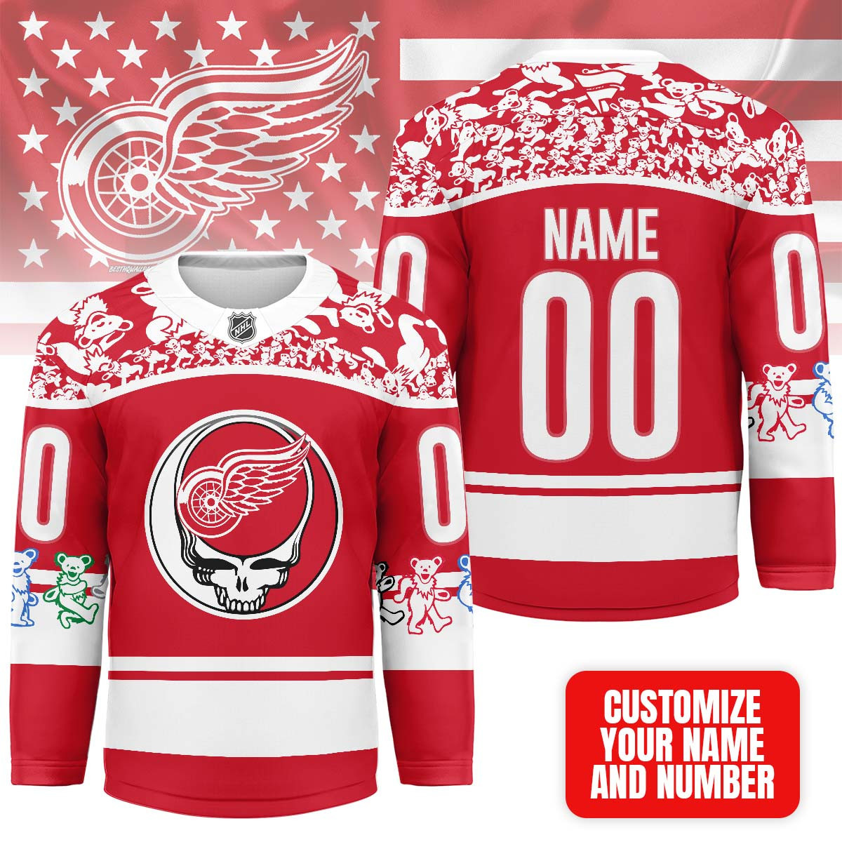 Detroit Red Wings | Premium NHL X Grateful Dead Hockey Jersey NP