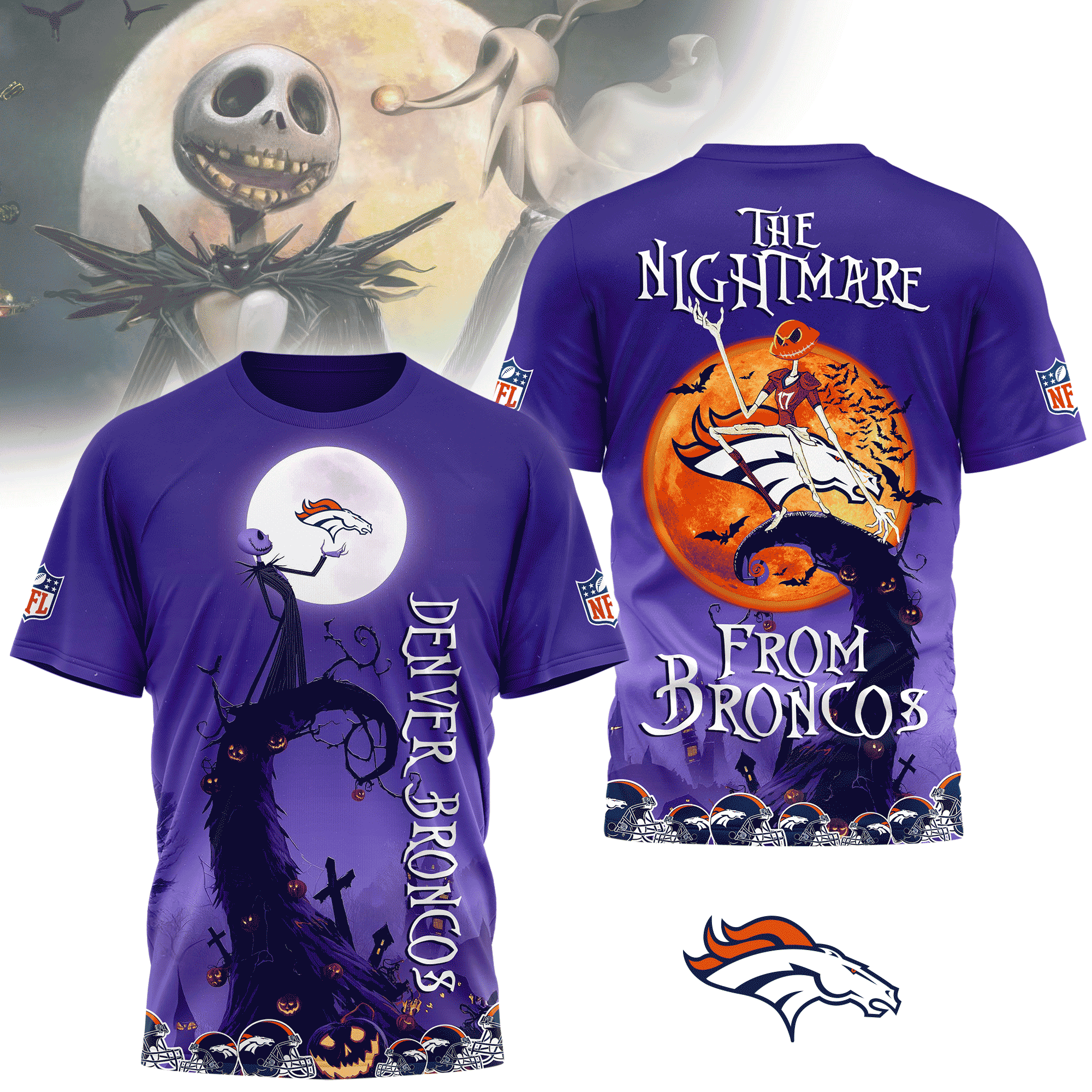 Denver Broncos | Premium NFL Halloween The Nightmare 3D Shirt NY