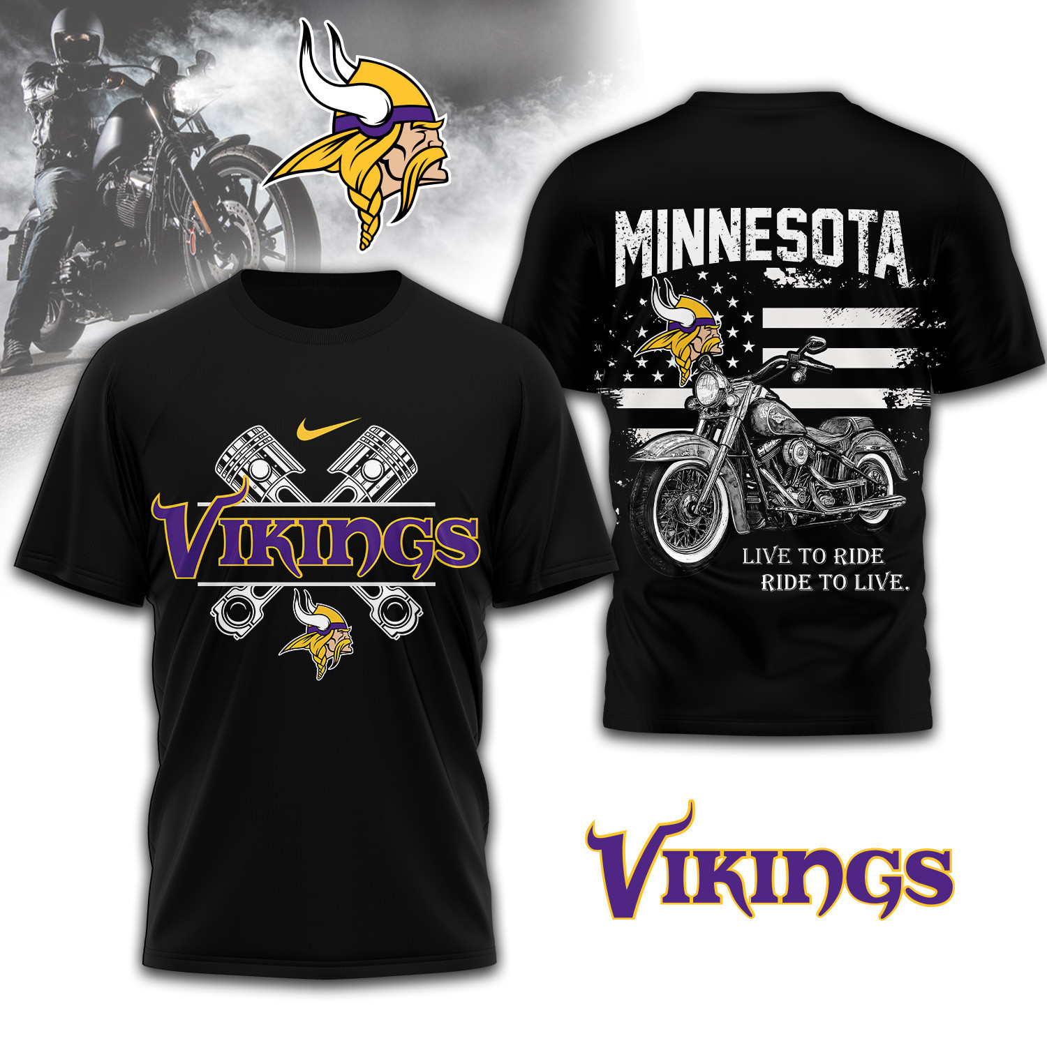 Minnesota Vikings | Premium NFL Biker 3D Shirt TD230825
