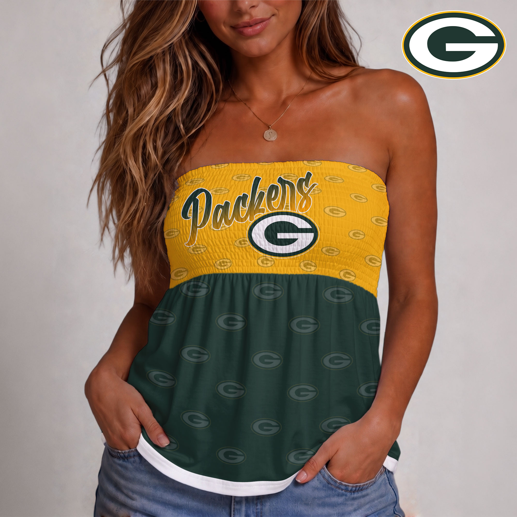 Green Bay Packers | Premium NFL Vintage Strapless Top Long Sleeveless NY