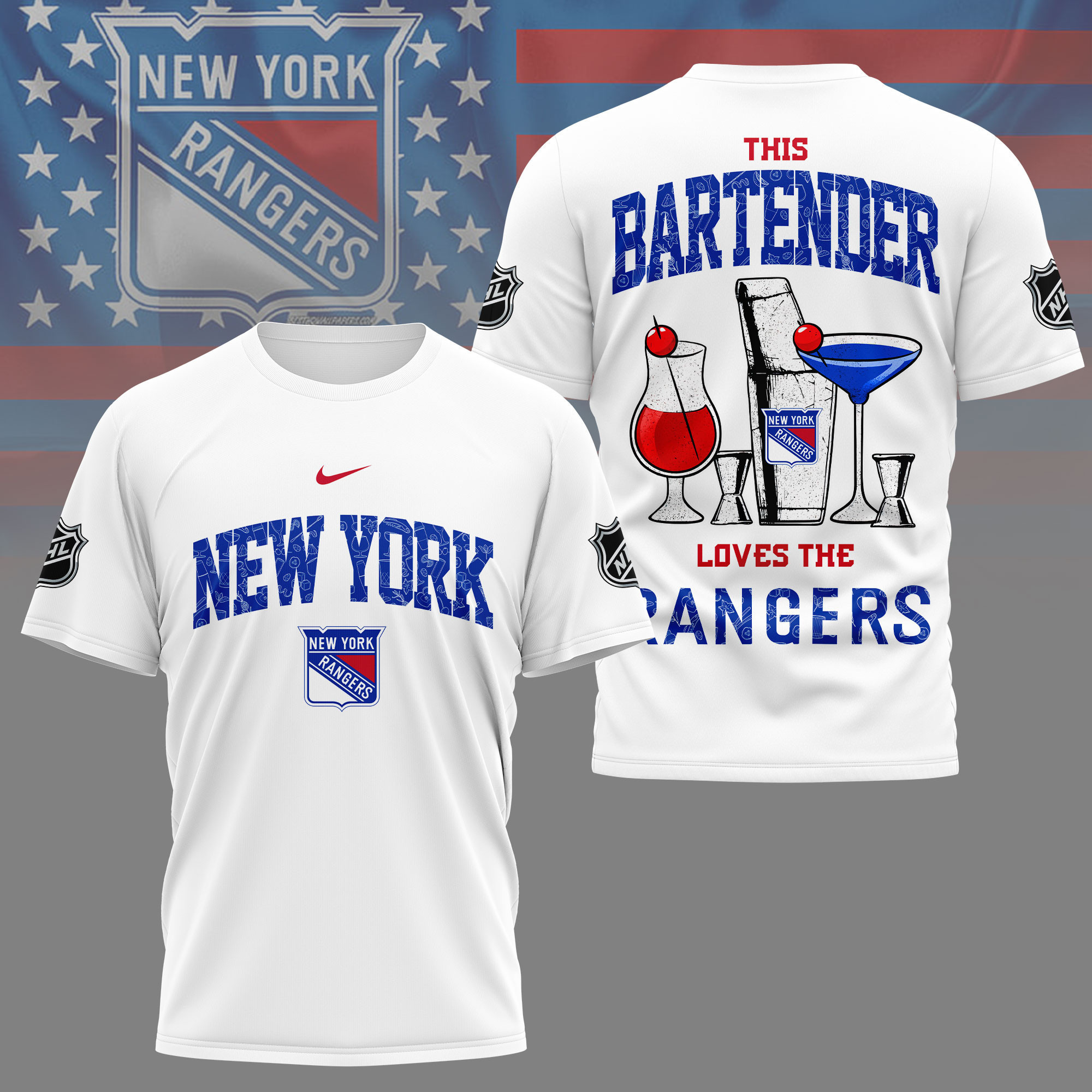 New York Rangers | Premium NHL Bartender Fan 3D Shirt NY