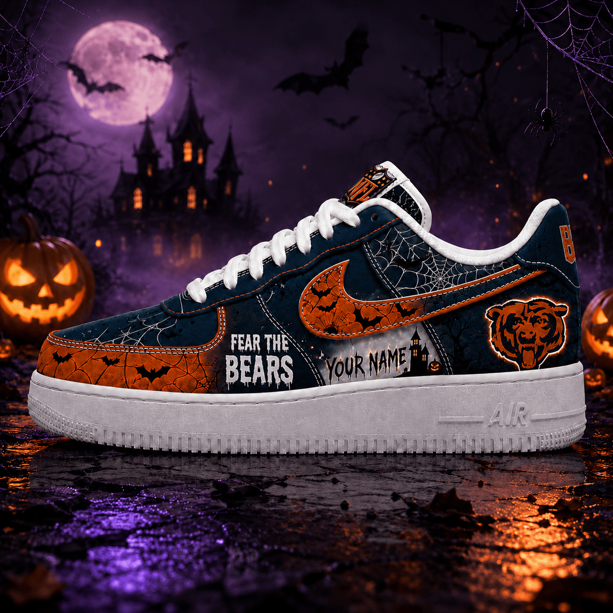 Chicago Bears | Premium NFL Fear The Team Halloween AF1 Sneakers