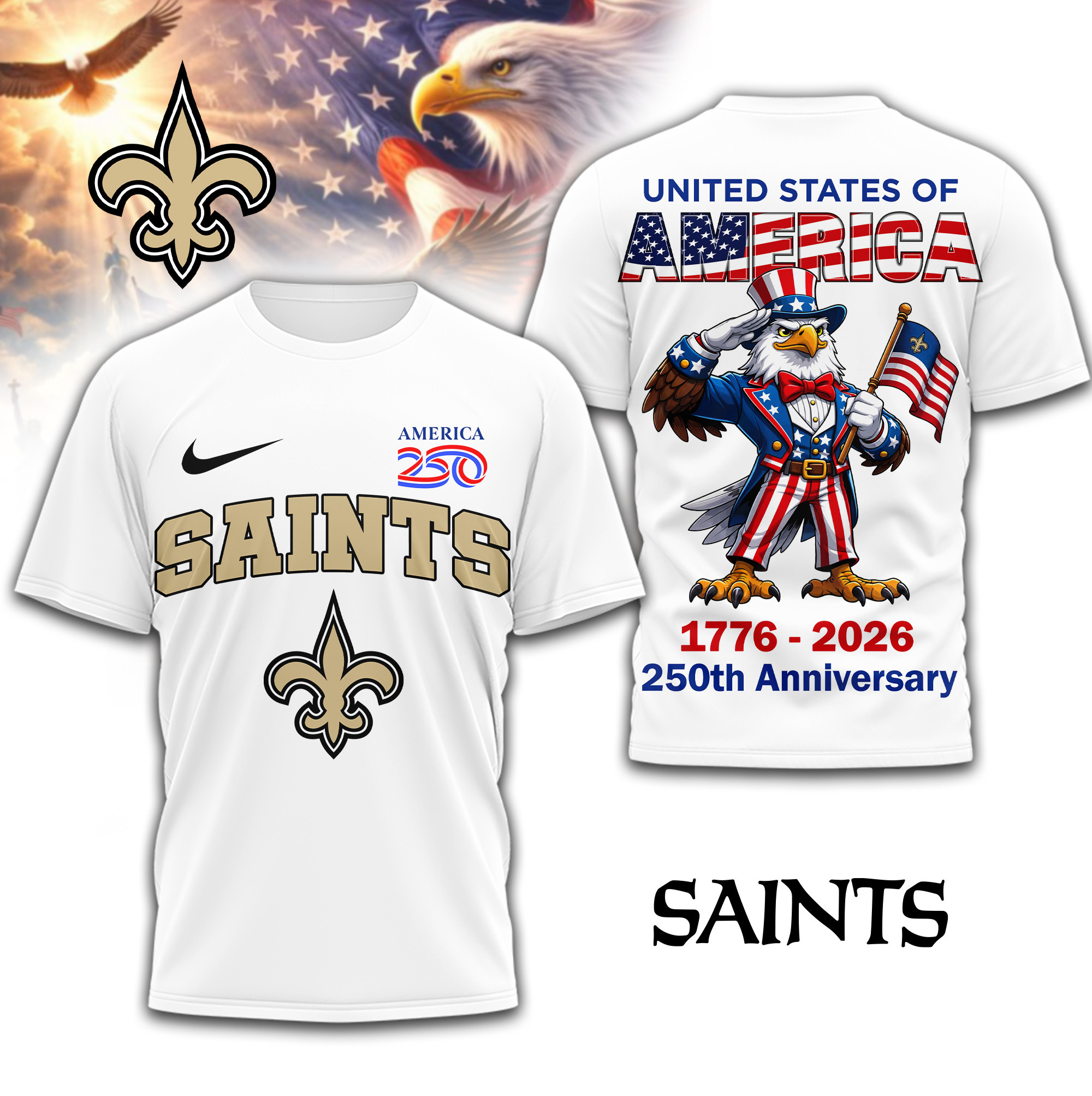 New Orleans Saints | Premium NFL American 250 3D Shirt TD