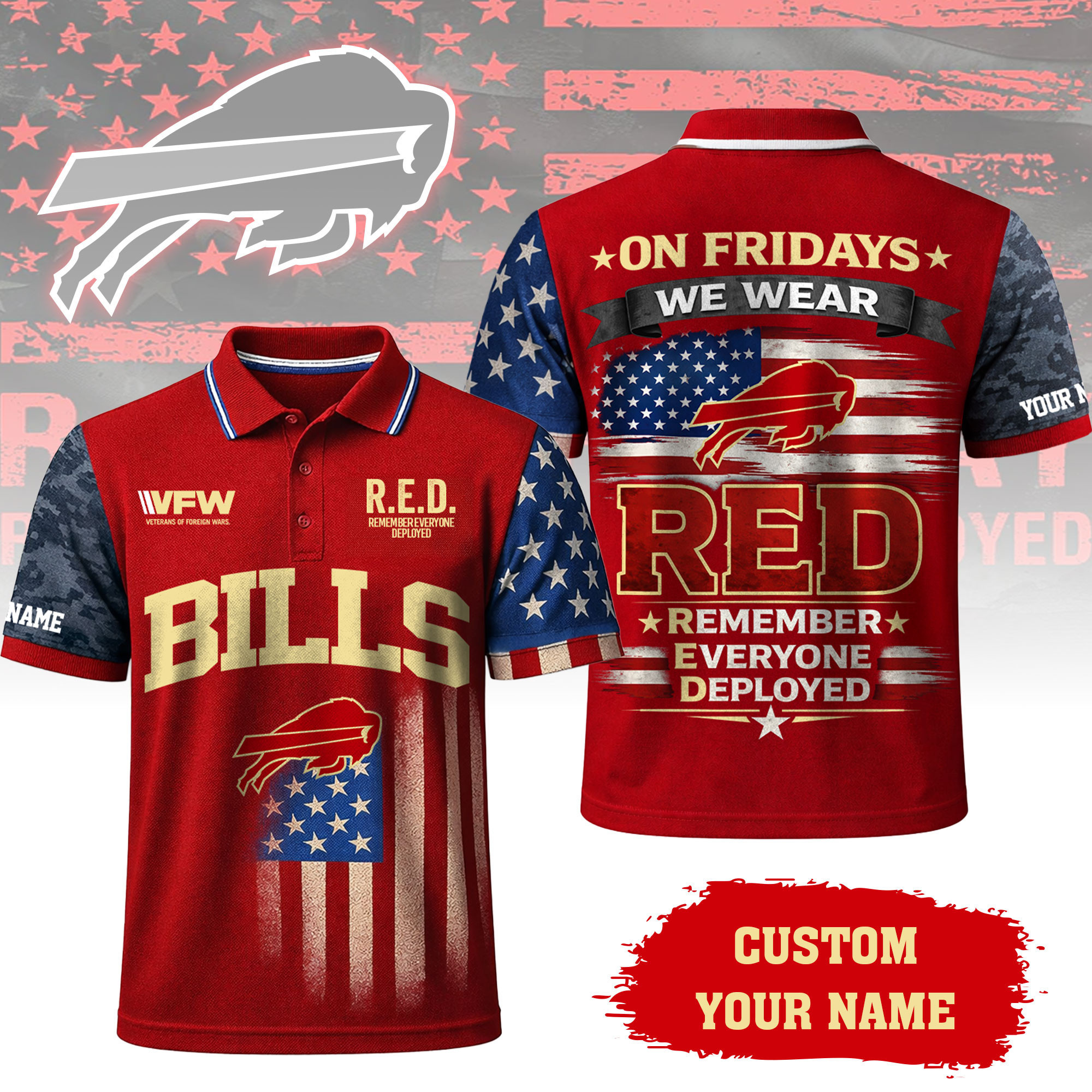 Buffalo Bills | Premium NFL Red Friday Polo Shirt TD