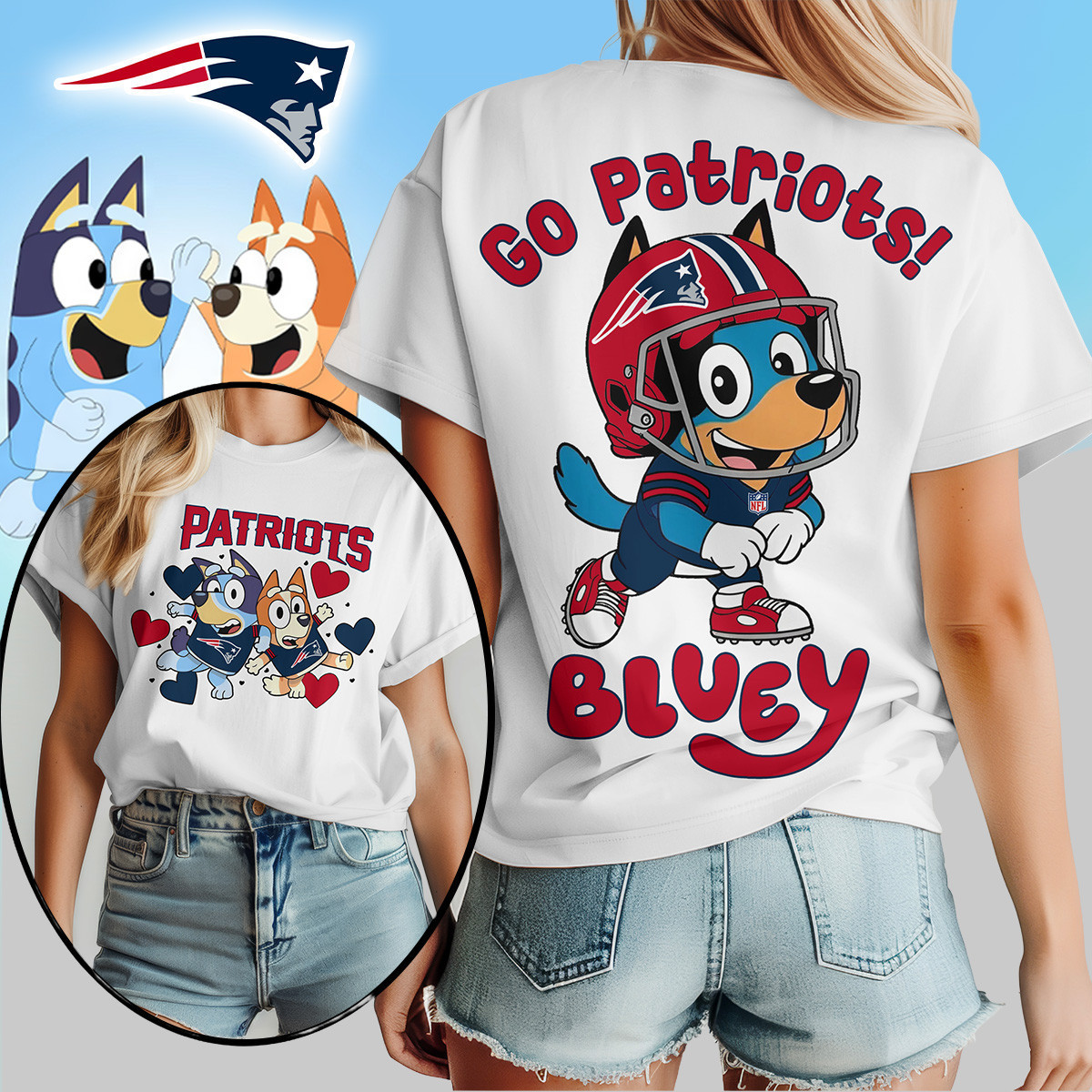 New England Patriots | Premium NFL Bluey Women's Shirt TD