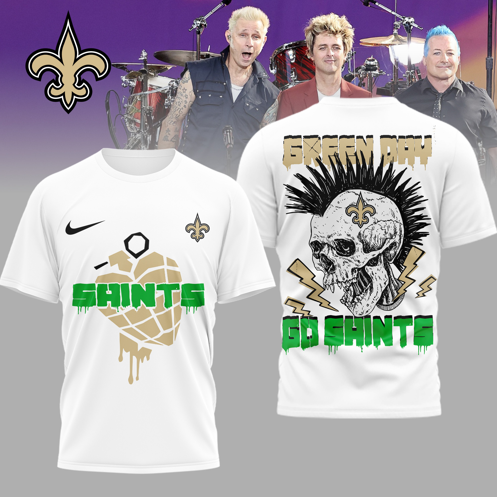 New Orleans Saints | Premium NFL Green Day Football 3D Shirt