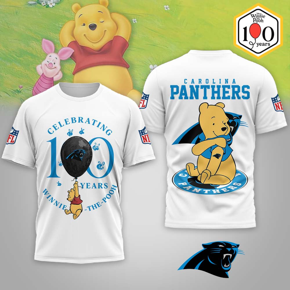 Carolina Panthers | Premium NFL Winnie The Pooh 100th Anniversary 3D Shirt MM
