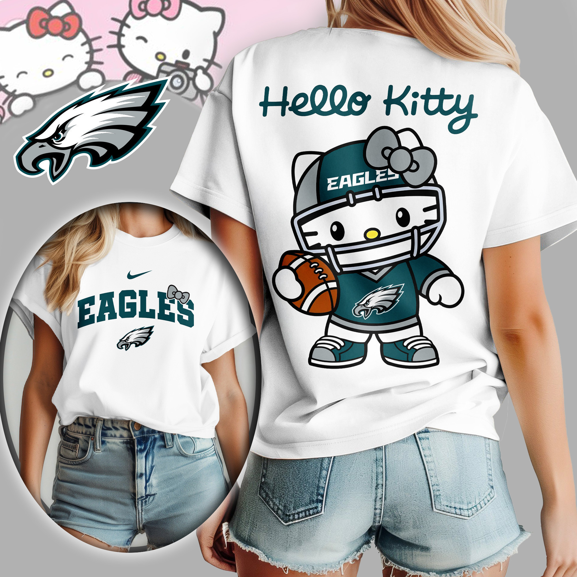Philadelphia Eagles | Premium NFL Hello Kitty Women's Shirt TD