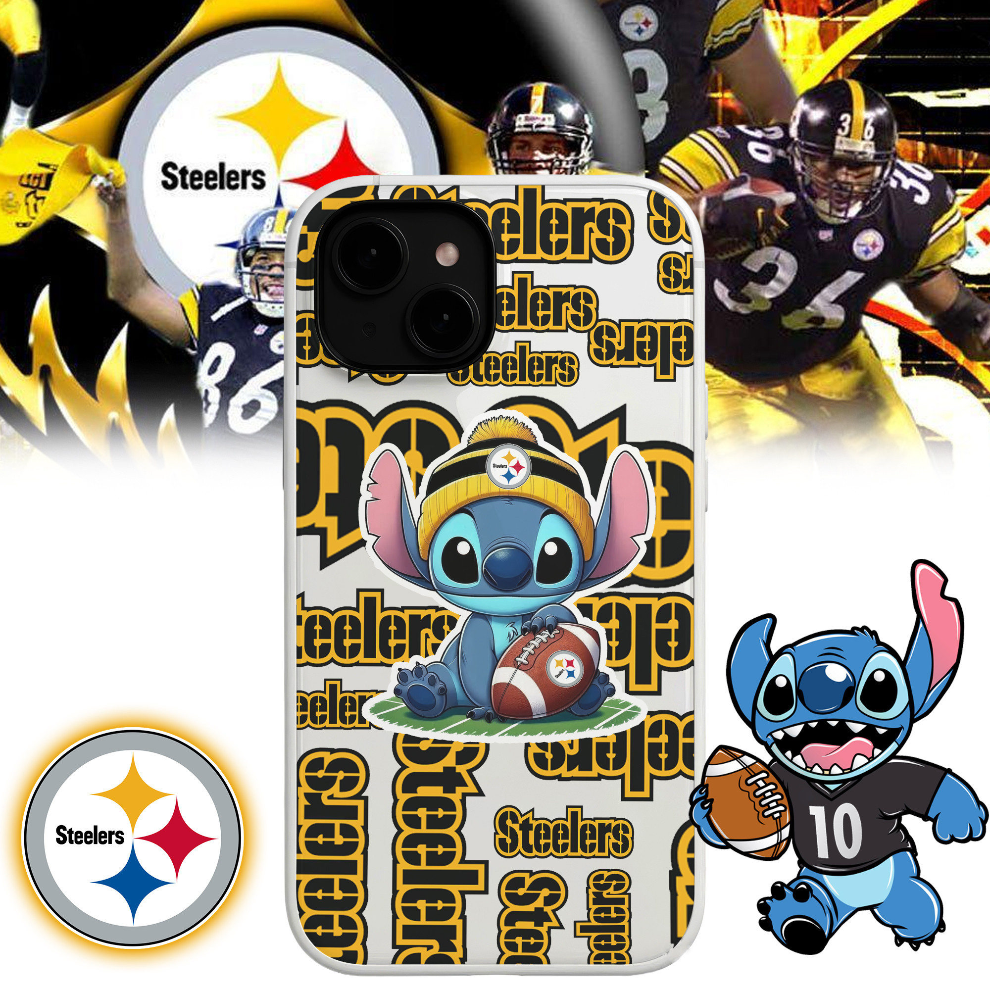 Pittsburgh Steelers | Premium NFL Stitch Loves Football Phone Case NP