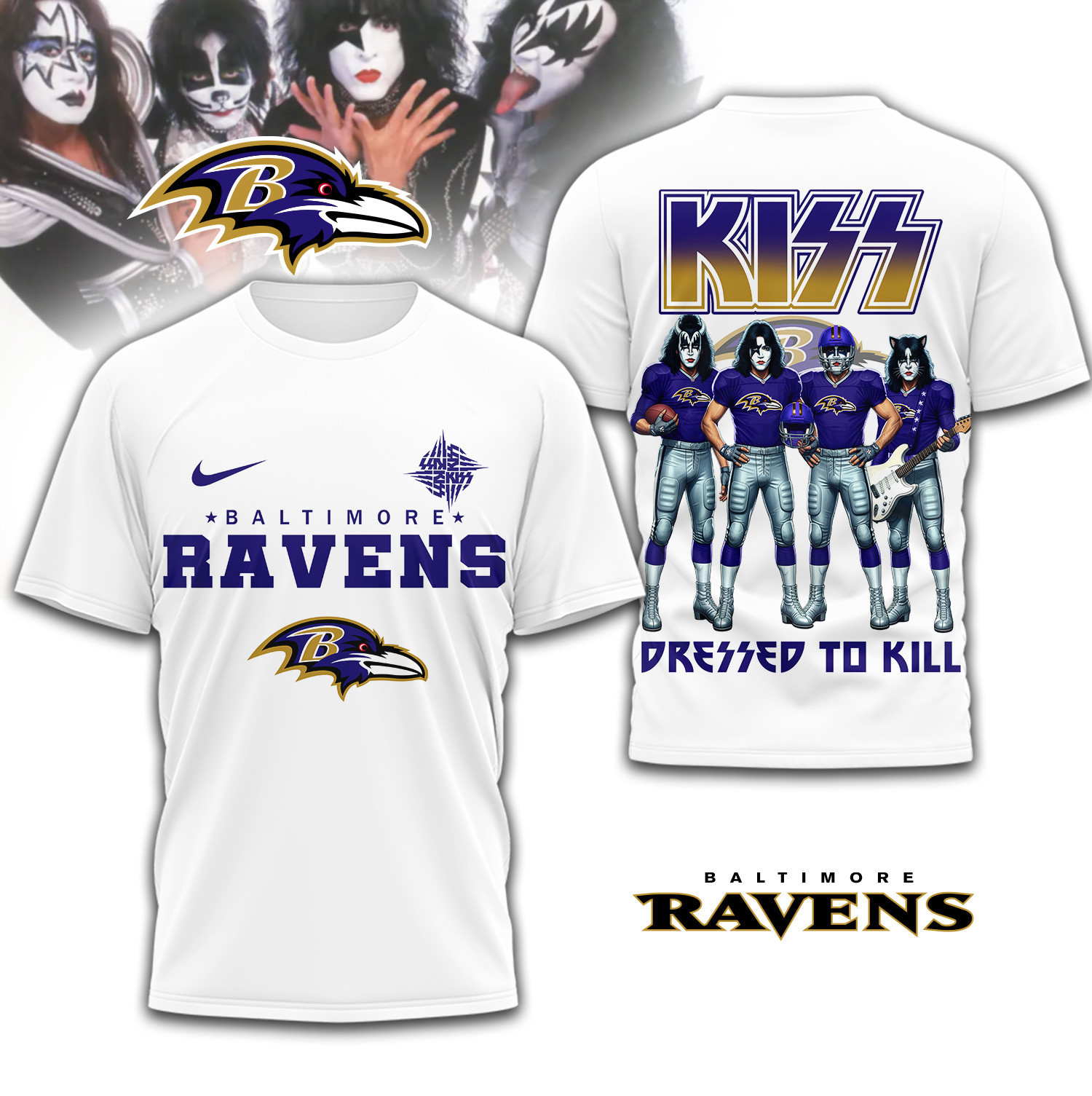 Baltimore Ravens | Premium NFL Dressed to Kill Kiss Band 3D Shirt TD