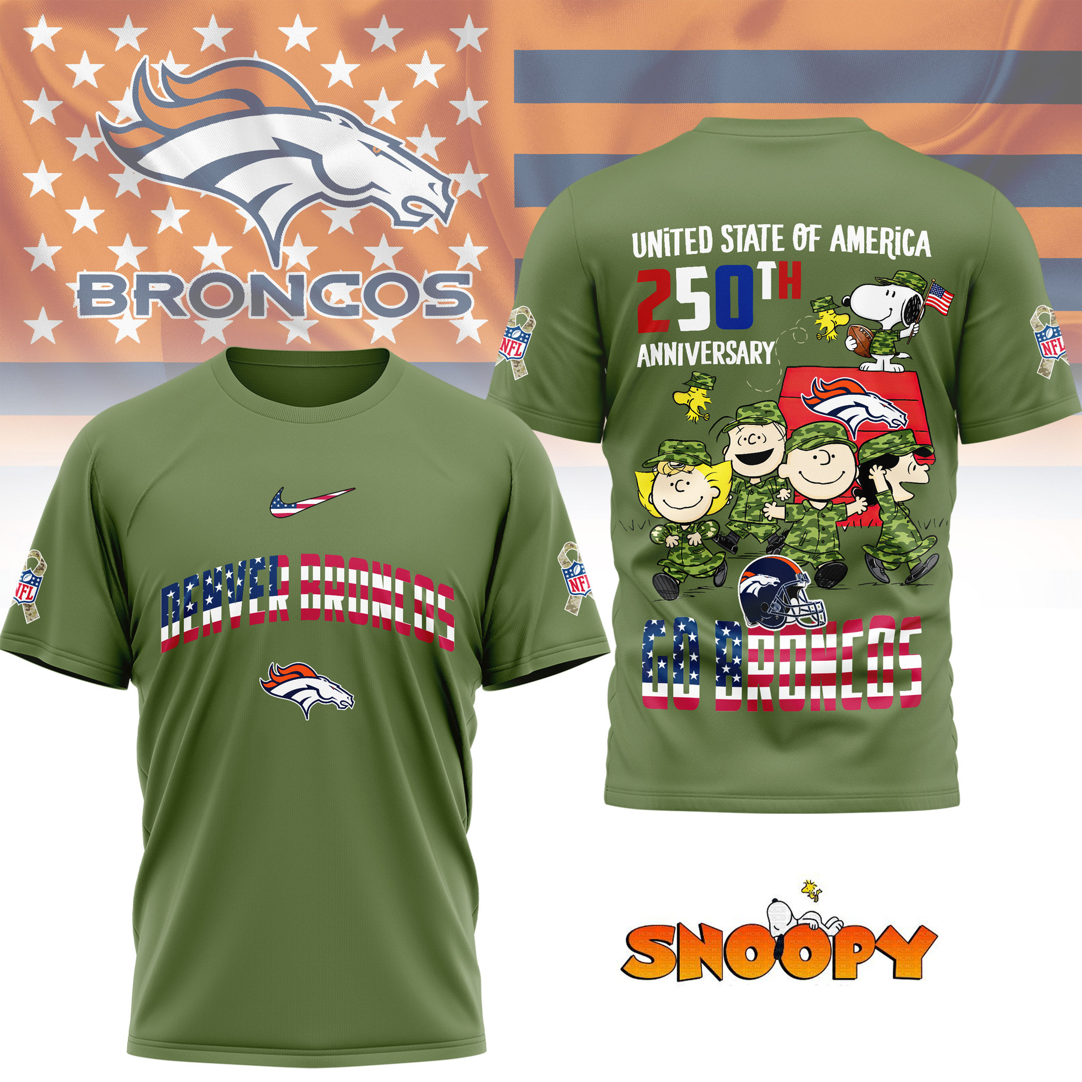 Denver Broncos | Premium NFL Freedom 250 3D Shirt NY
