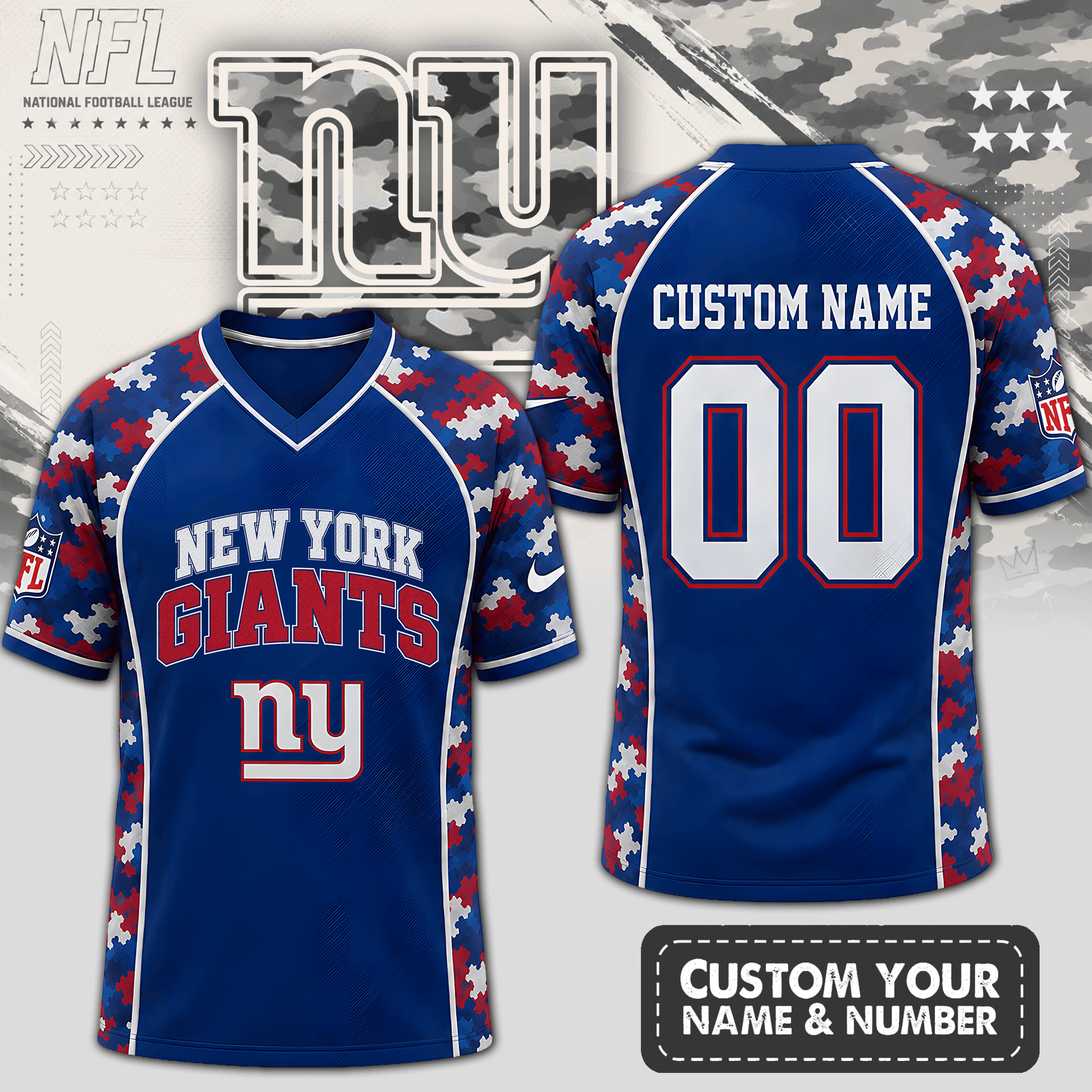 New York Giants | Premium NFL Born for Game Day V-Neck Jersey NTH1