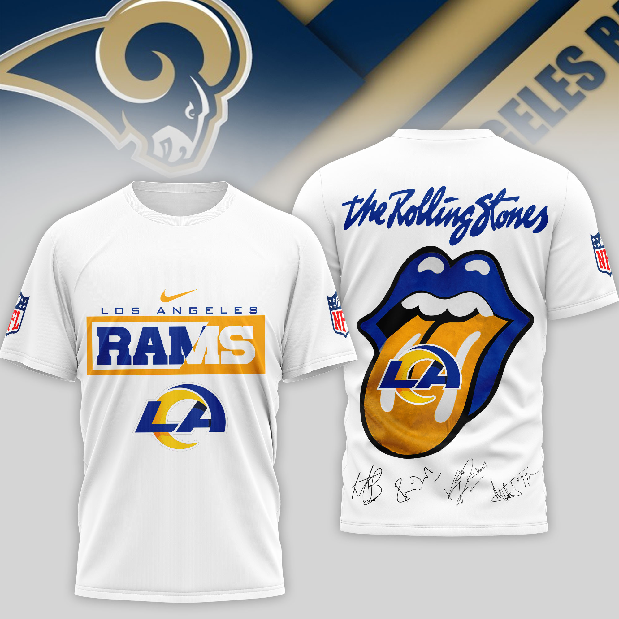 Los Angeles Rams | Premium NFL The Rolling Stones 3D Shirt TD