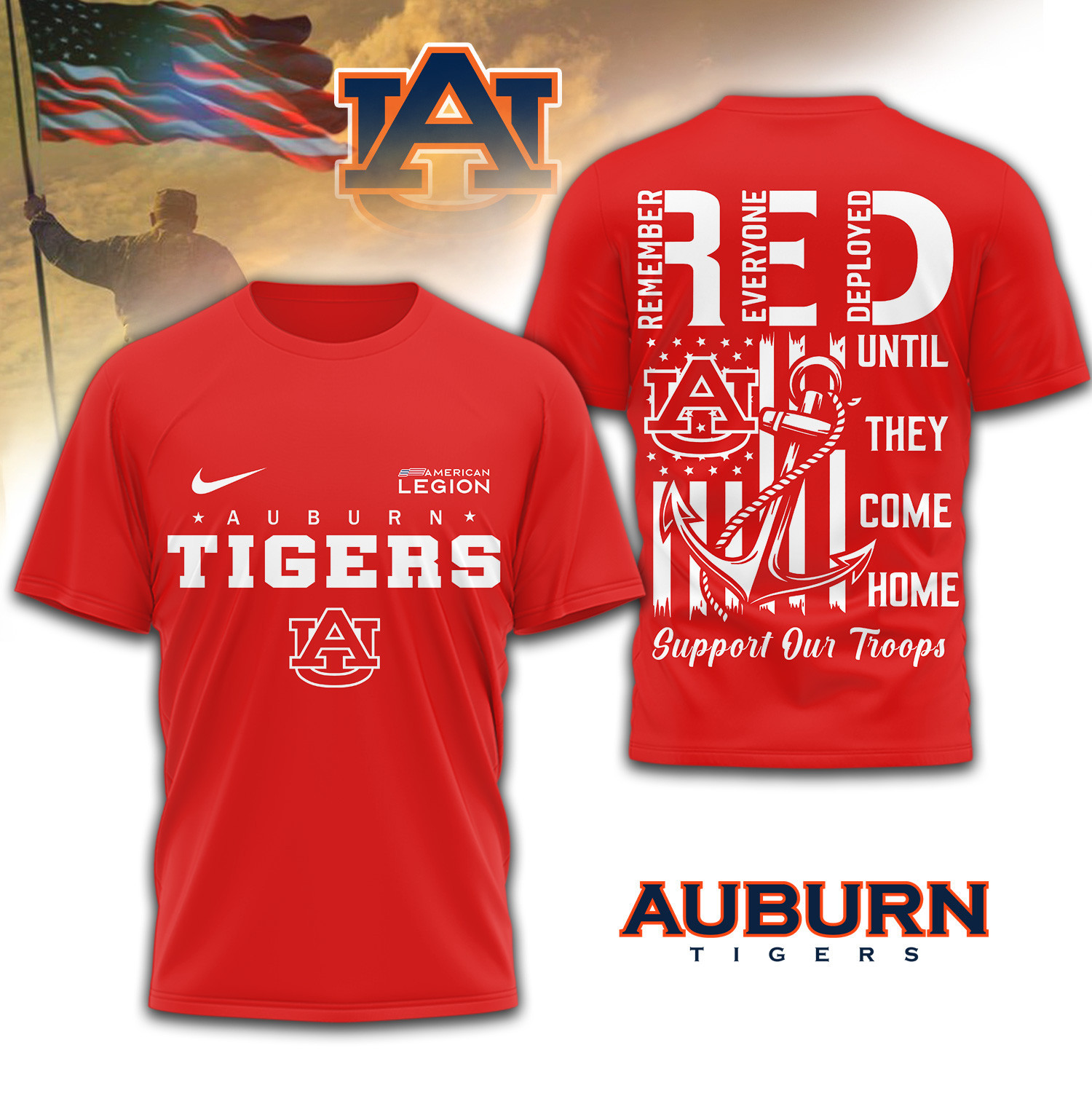 Auburn Tigers | Premium NCAA Red Friday Shirt TD