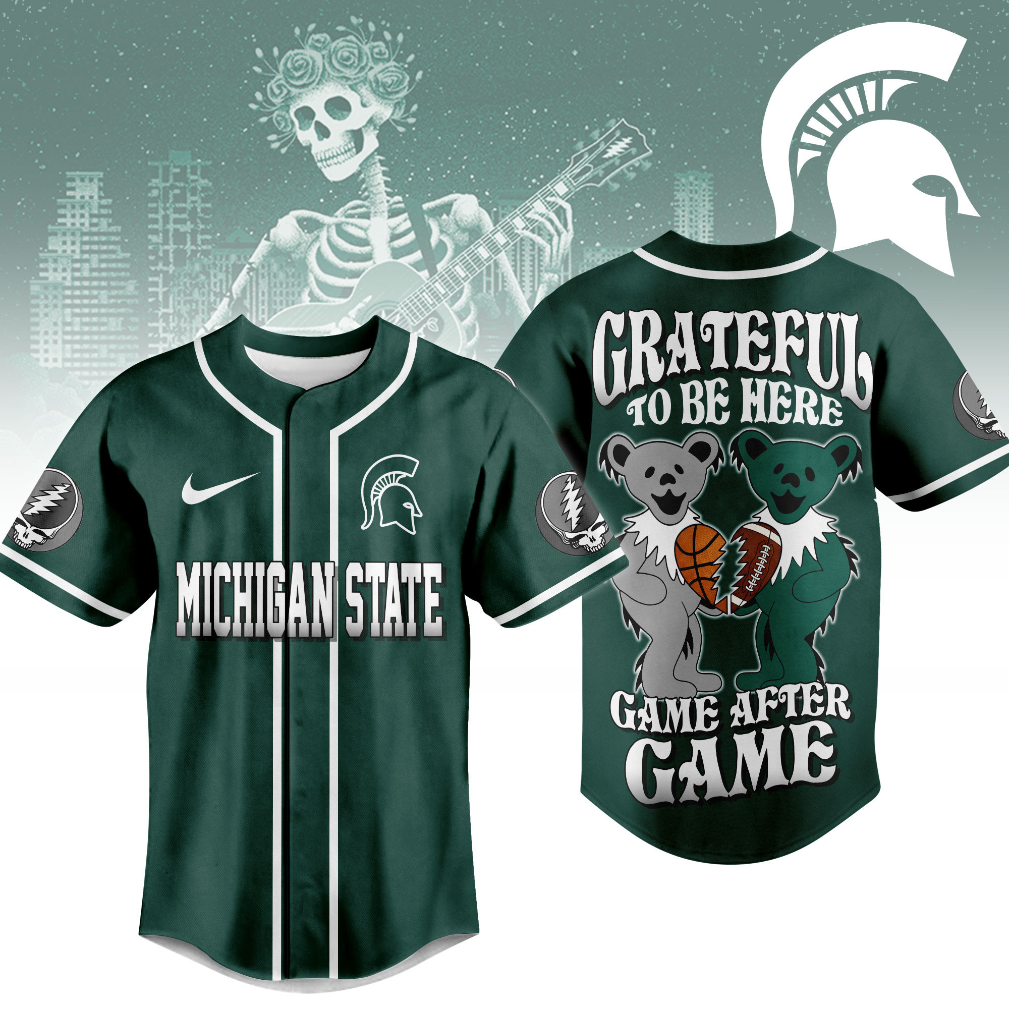 Michigan State Spartans | Premium College Grateful Sports Jersey NTH1