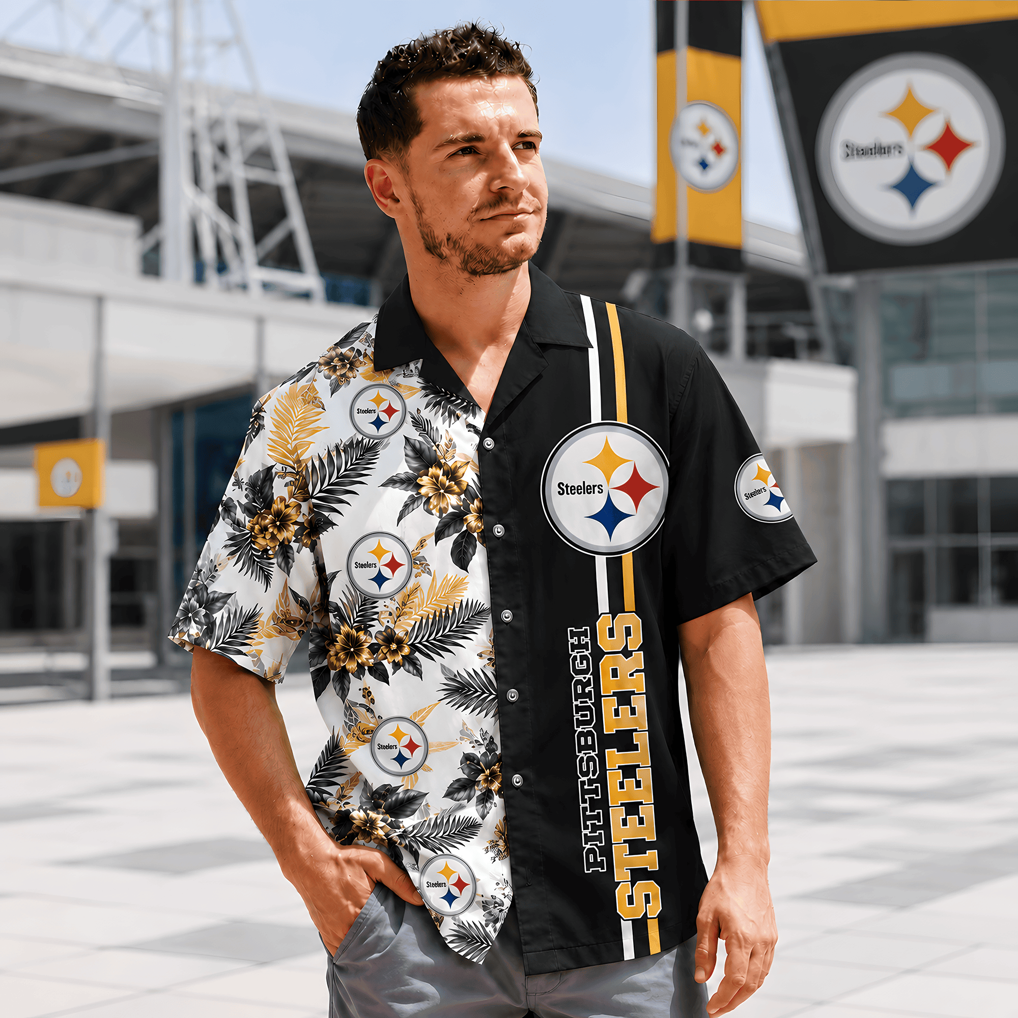 Pittsburgh Steelers | Premium NFL Gridiron Paradise Hawaiian Shirt NTH1