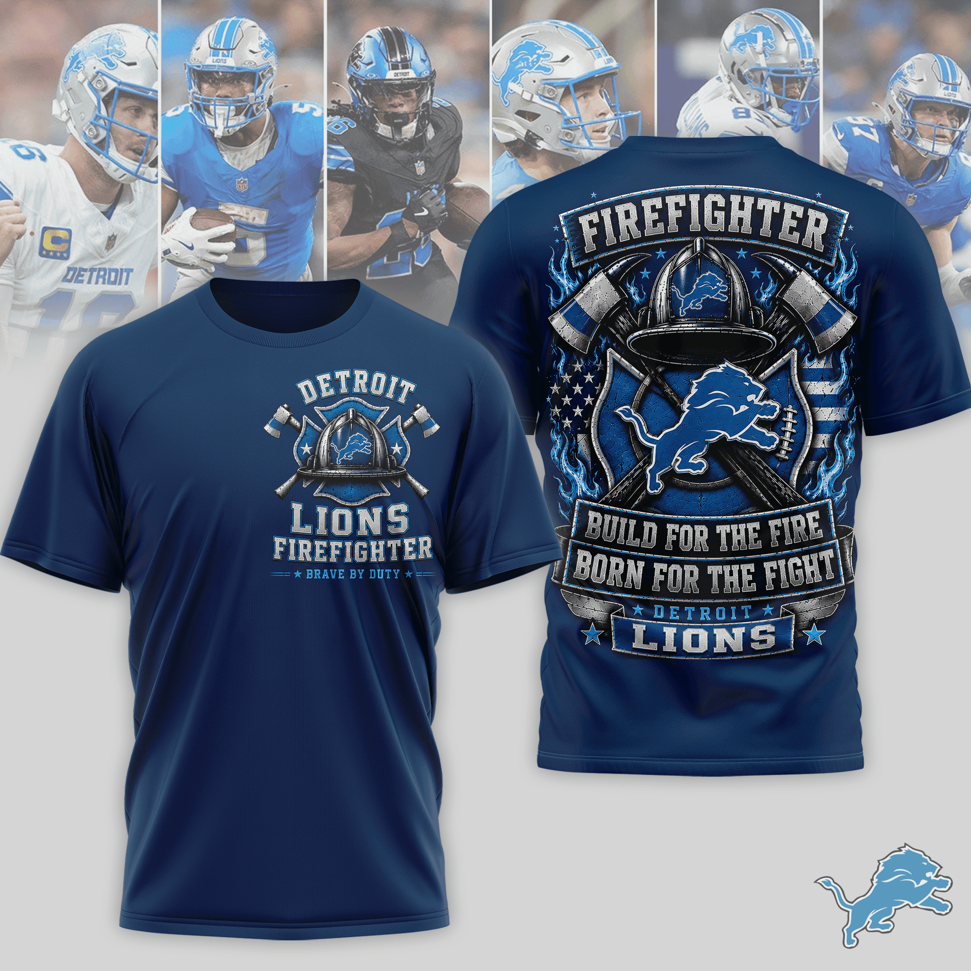 Detroit Lions | Premium NFL Firefighter Tribute Team 3D Shirt NTH1