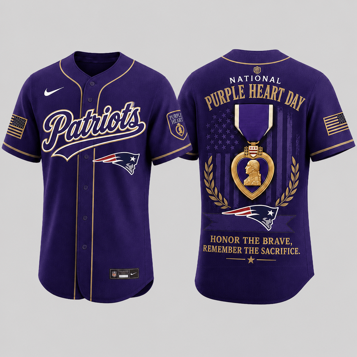 New England Patriots | Premium NFL Purple Heart Day Jersey Shirt TD
