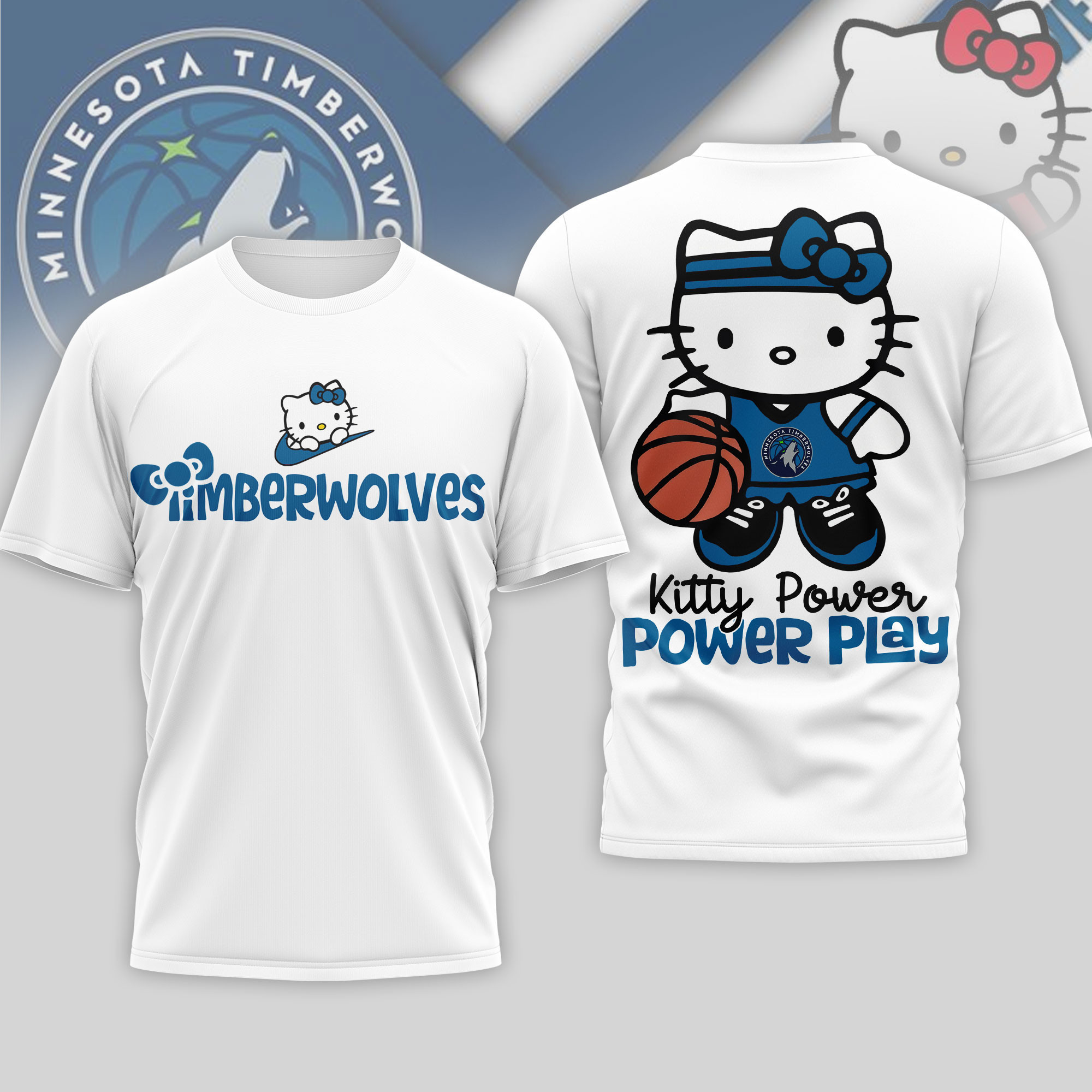 Minnesota Timberwolves | Premium NBA Hello Kitty Power Play 3D Shirt NP