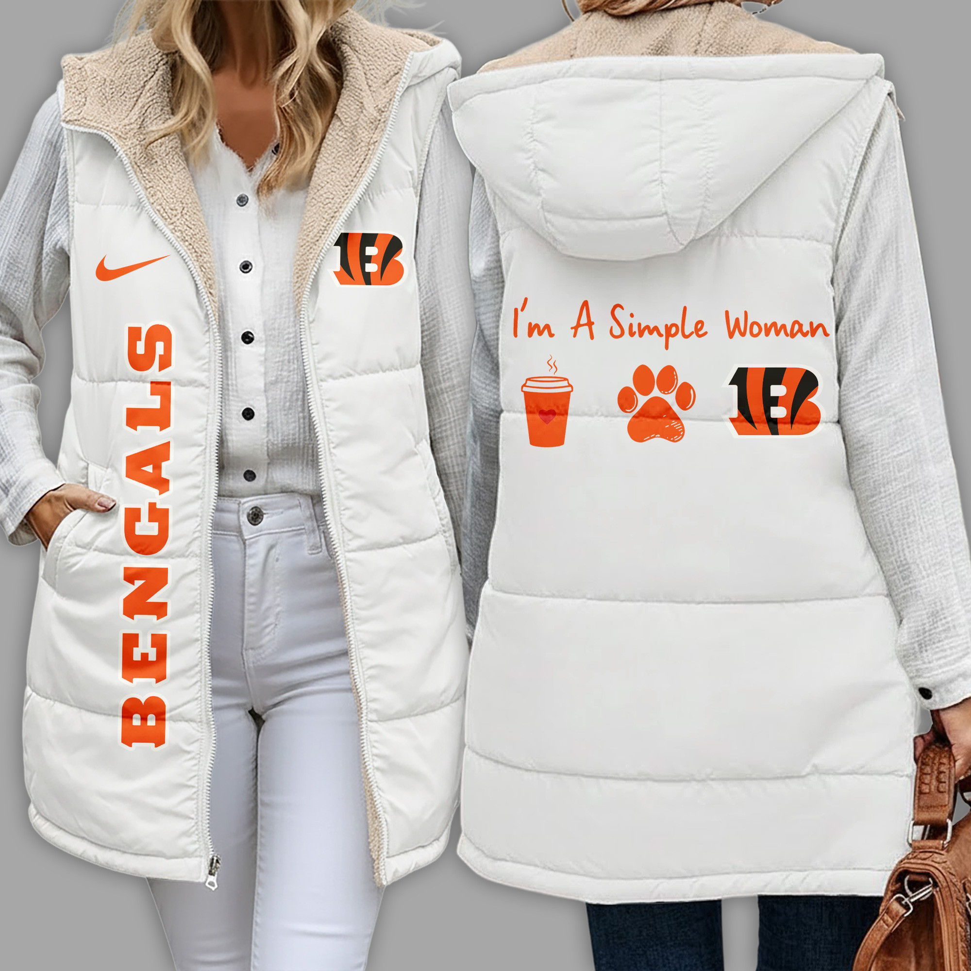Cincinnati Bengals | Premium NFL Simple Girl Quilted Vest TD