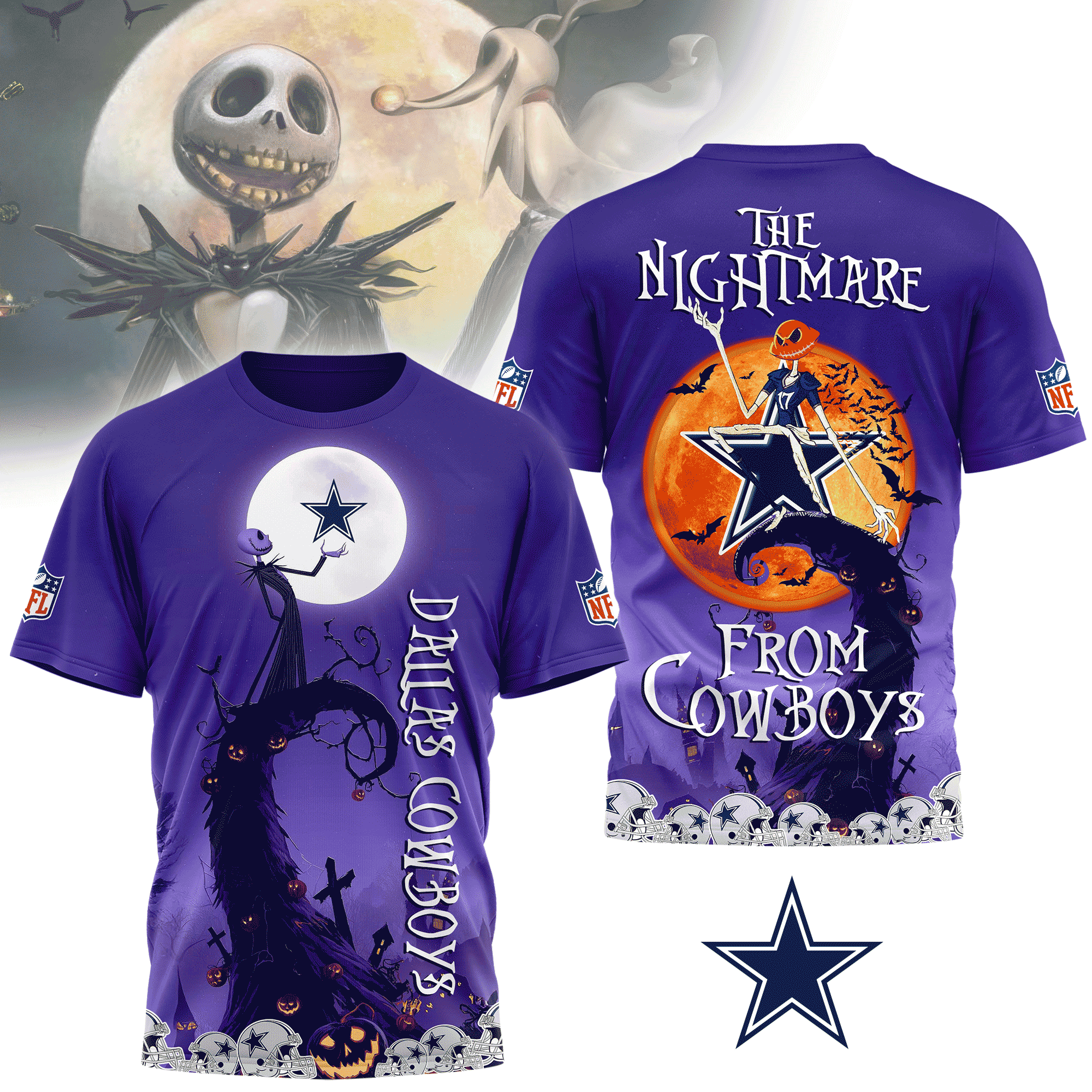 Dallas Cowboys | Premium NFL Halloween The Nightmare 3D Shirt NY