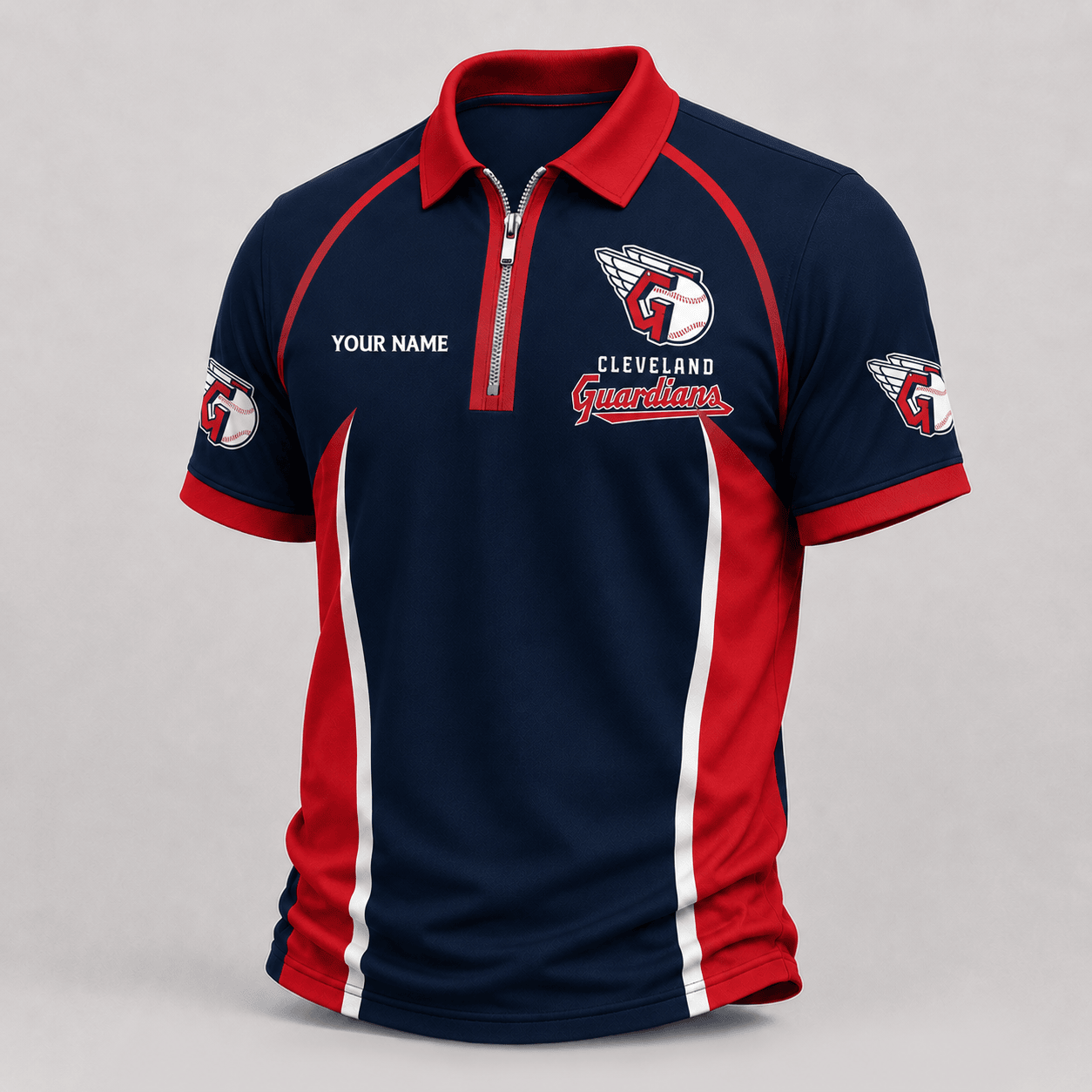Cleveland Guardians | Premium MLB Performance Zipper Polo Shirt