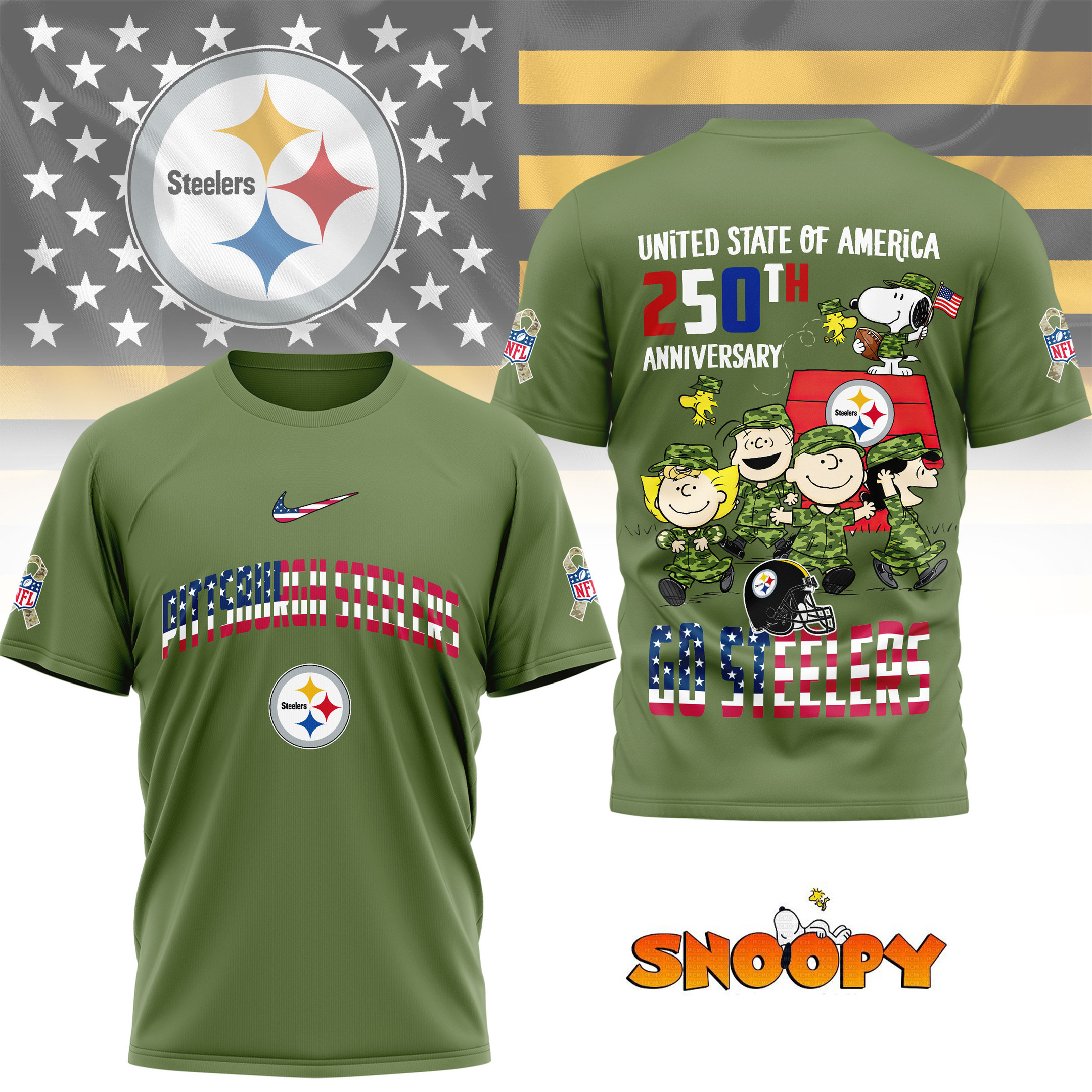 Pittsburgh Steelers | Premium NFL Freedom 250 3D Shirt NY