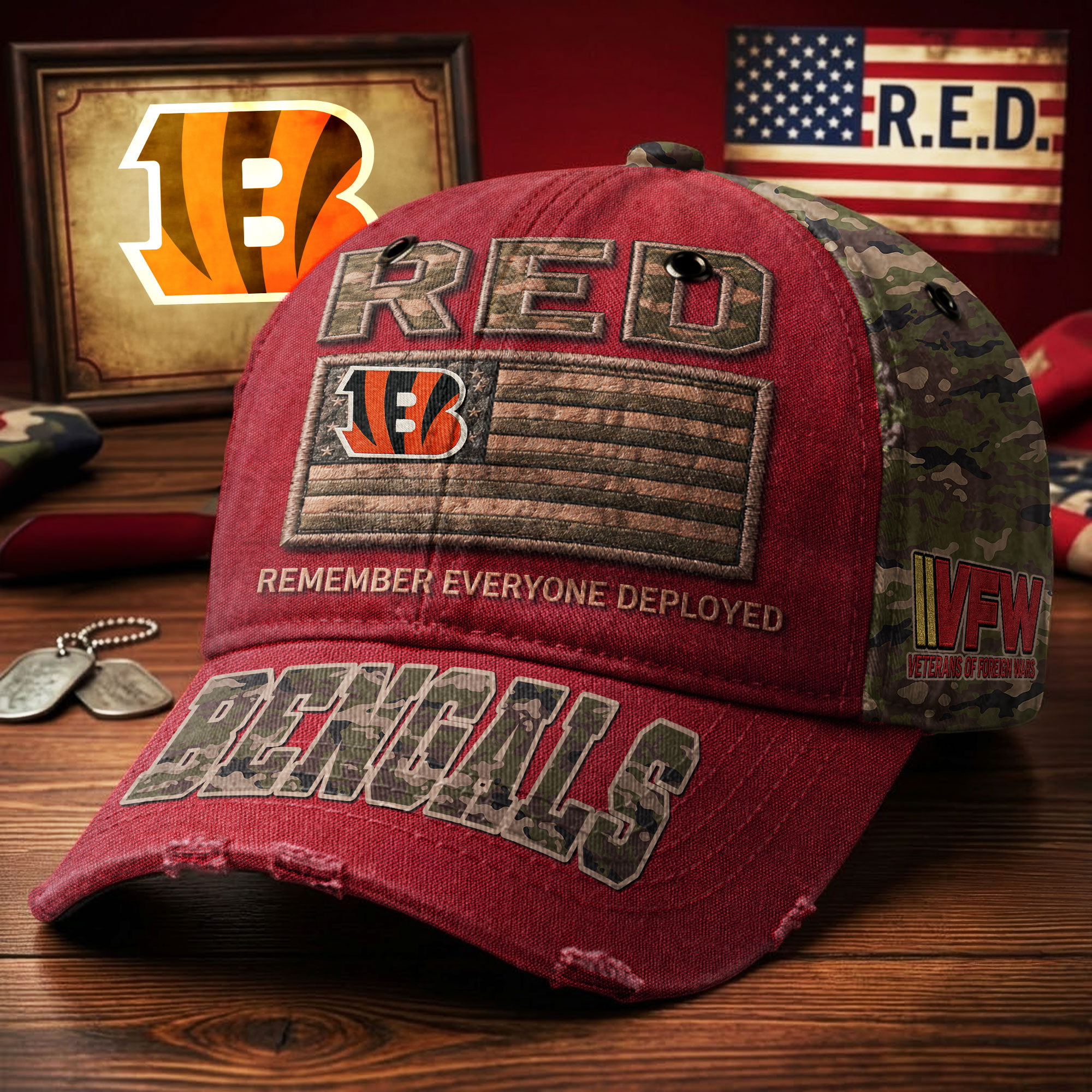 Cincinnati Bengals | Premium NFL Remember Everyone Deployed Classic Cap TD