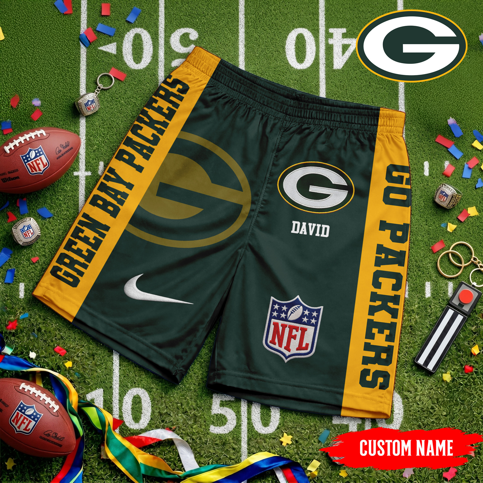 Green Bay Packers | Premium NFL Game Day Personalized Shorts TD