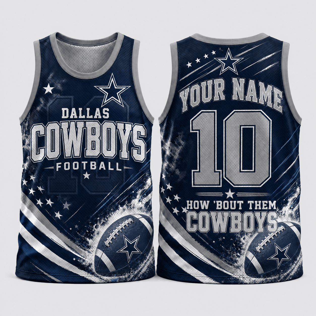 Dallas Cowboys | Premium NFL Custom Name & Number Football Tank Top for Loyal Fans and Game Day Pride TD