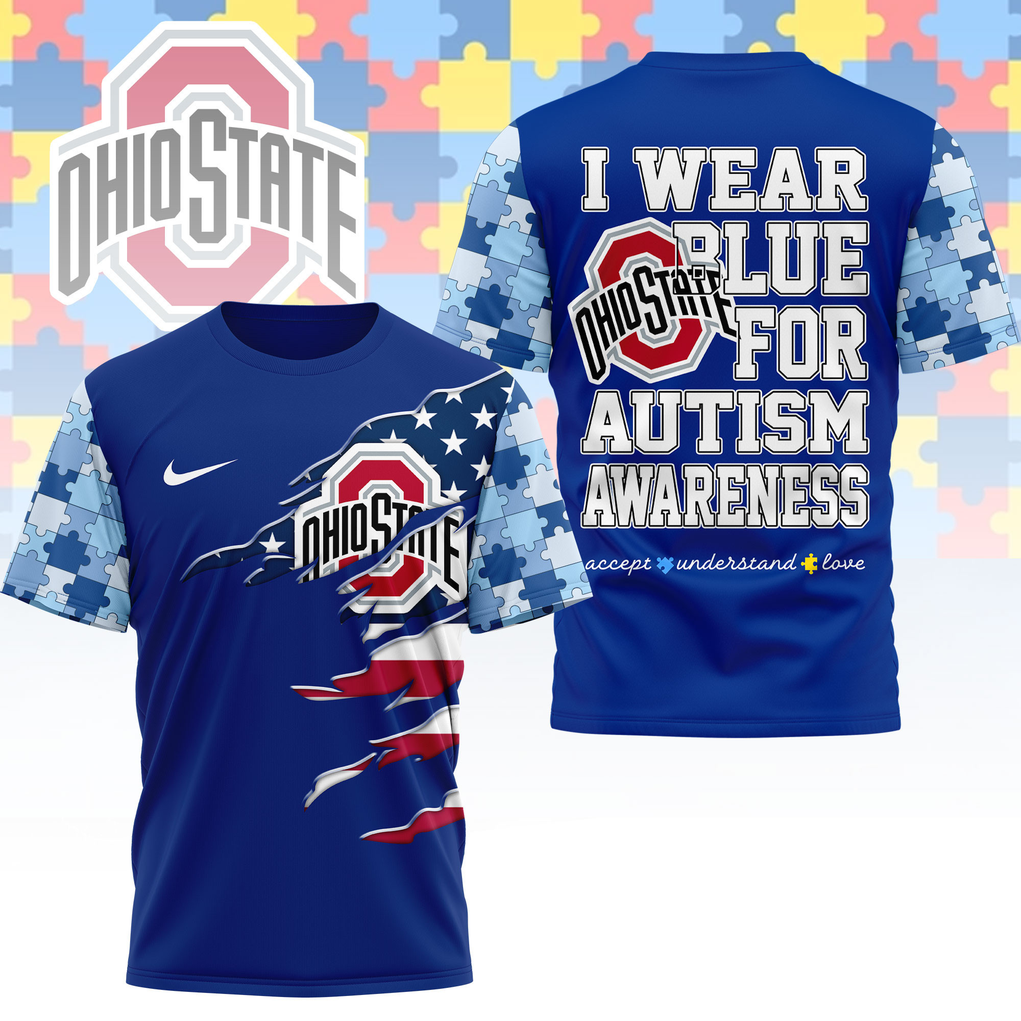 Ohio State Buckeyes | Premium NCAA Autism Strong 3D Shirt NY