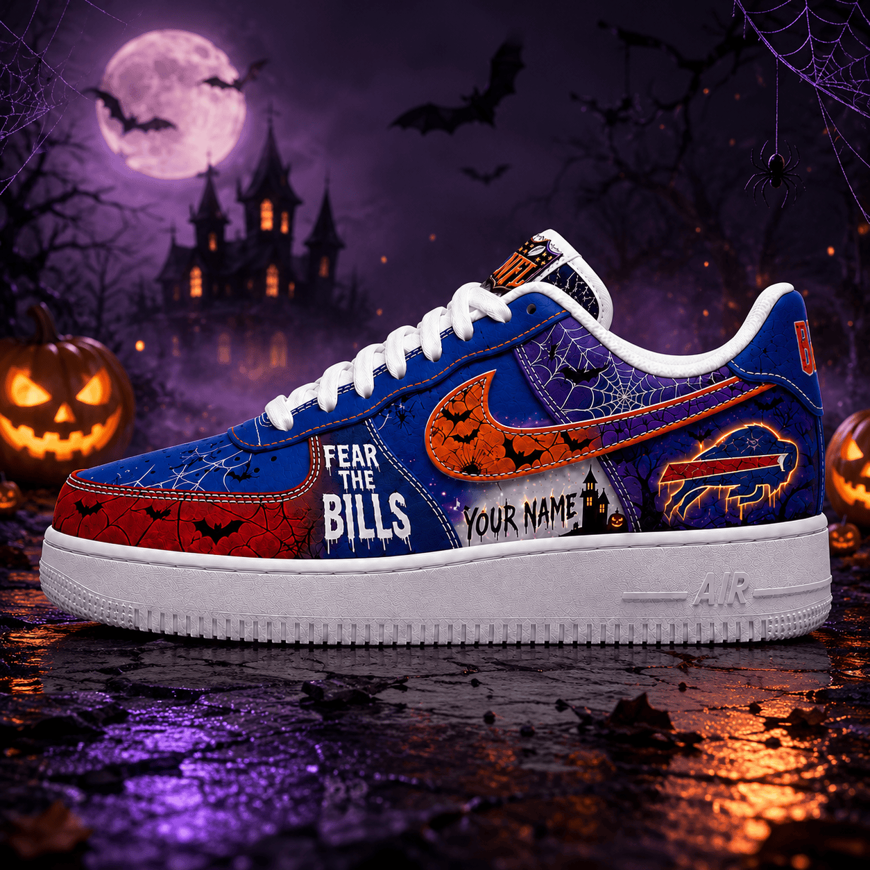 Buffalo Bills | Premium NFL Fear The Team Halloween AF1 Sneakers