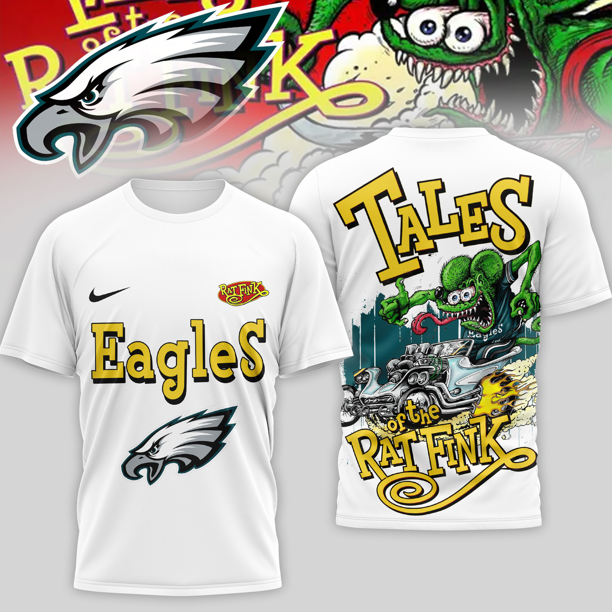 Philadelphia Eagles | Premium NFL Rat Fink 3D Shirt TD