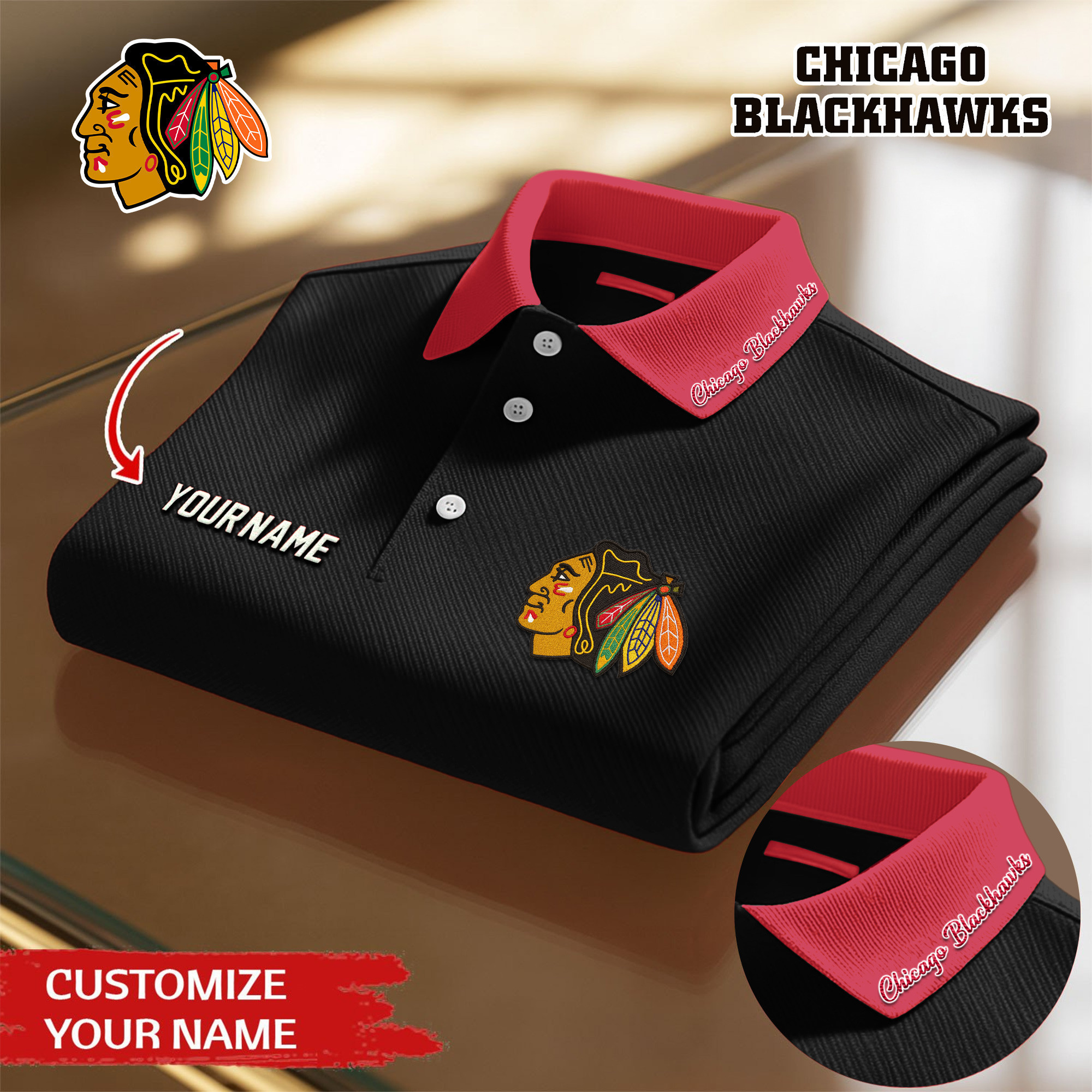 Chicago Blackhawks | Premium NHL Polo Shirt TD