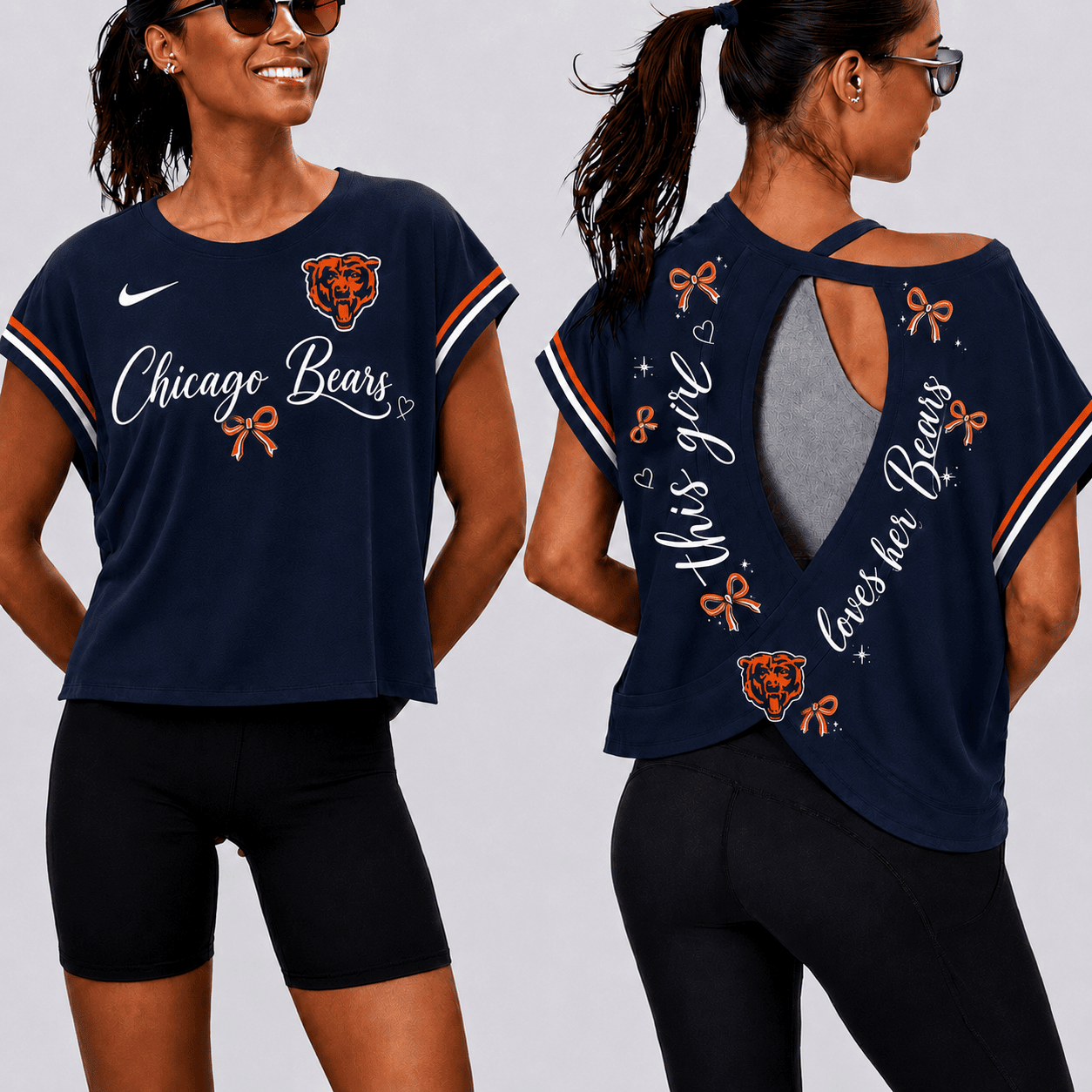 Chicago Bears | Premium NFL Open Back Workout Shirts Short Sleeve NY