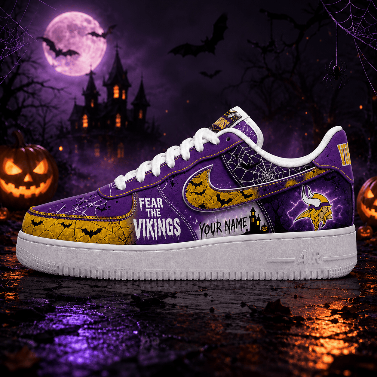 Minnesota Vikings | Premium NFL Fear The Team Halloween AF1 Sneakers