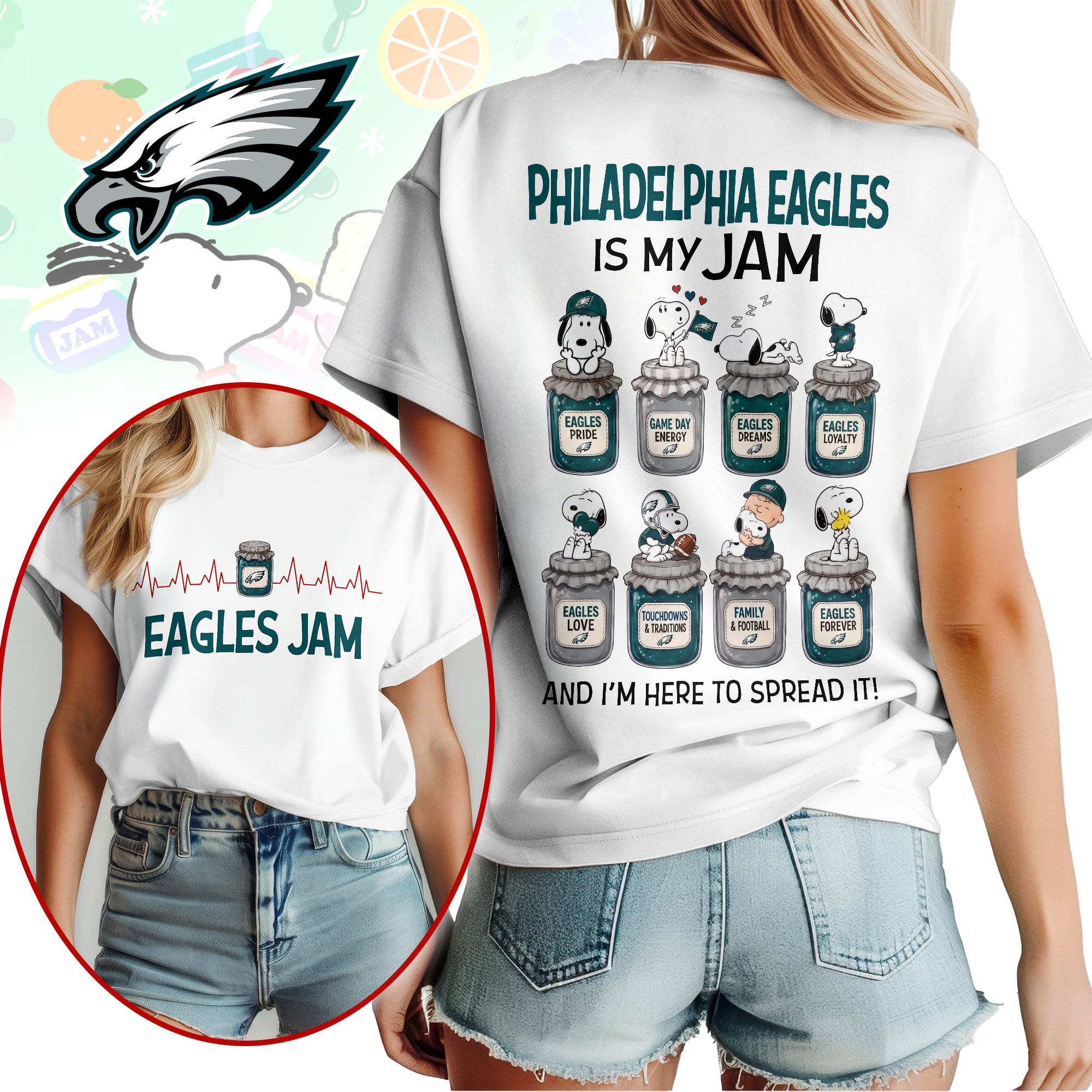 Philadelphia Eagles | Premium NFL Jam Peanuts Football Fan 3D Shirt NY